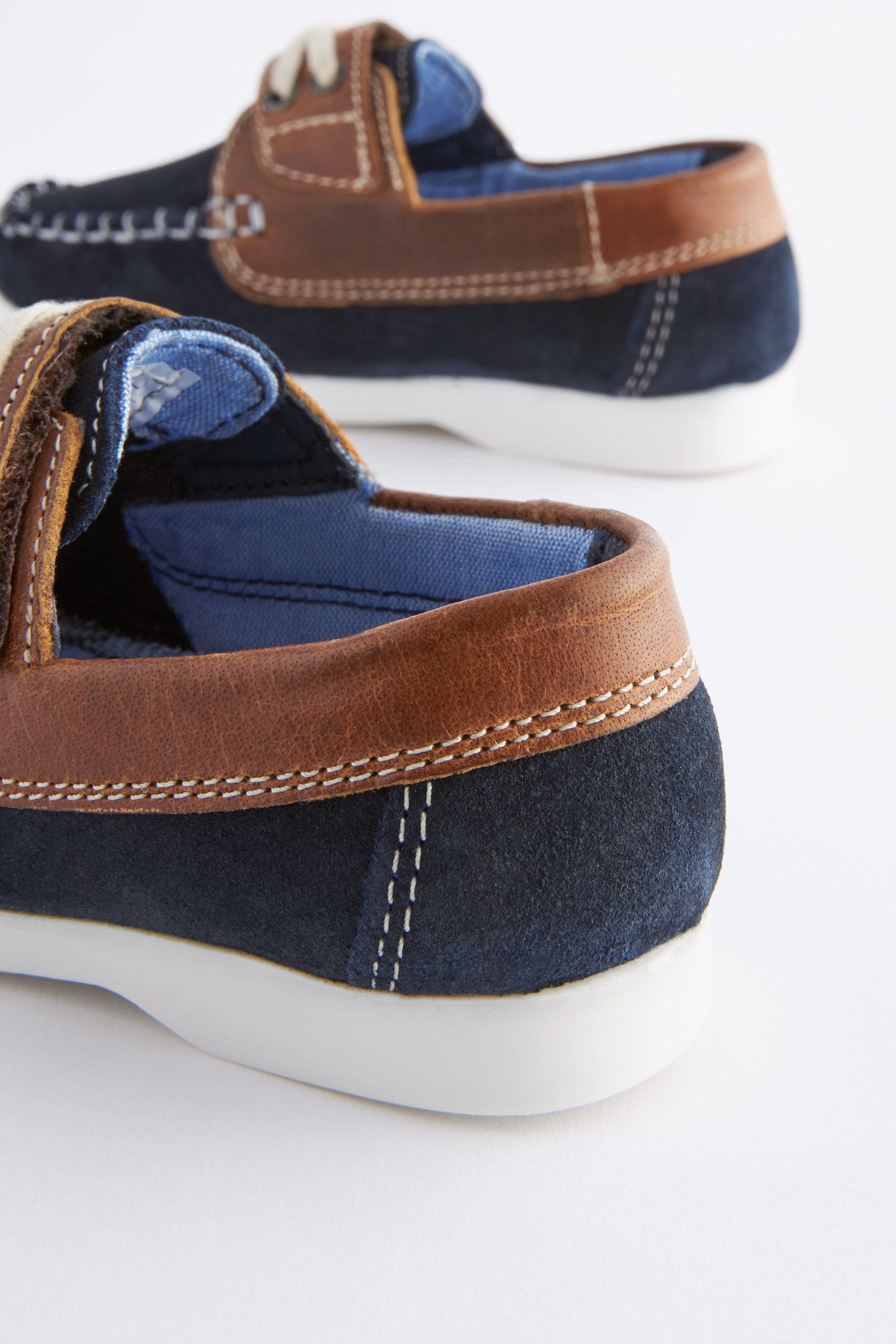 Navy Blue Leather Boat Shoes