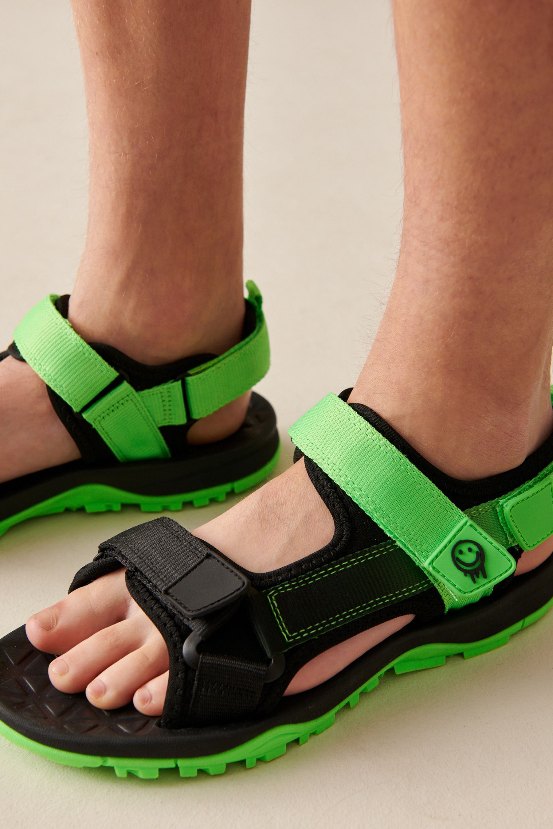 Lime Green Touch Fastening Strap Trekker Sandals