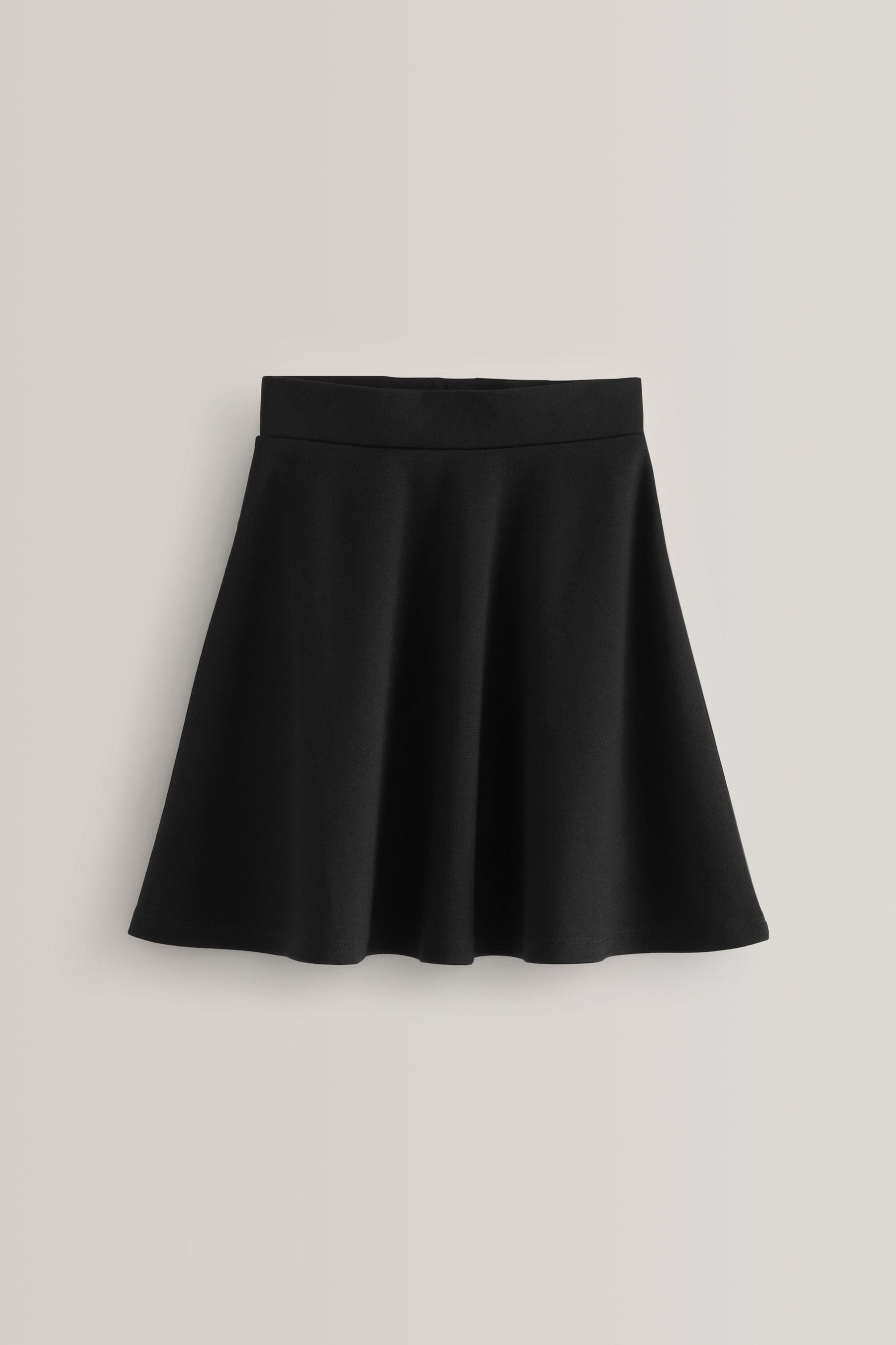 Black Longer Length Jersey Stretch Pull-On School Skater Skirt (3-17yrs)