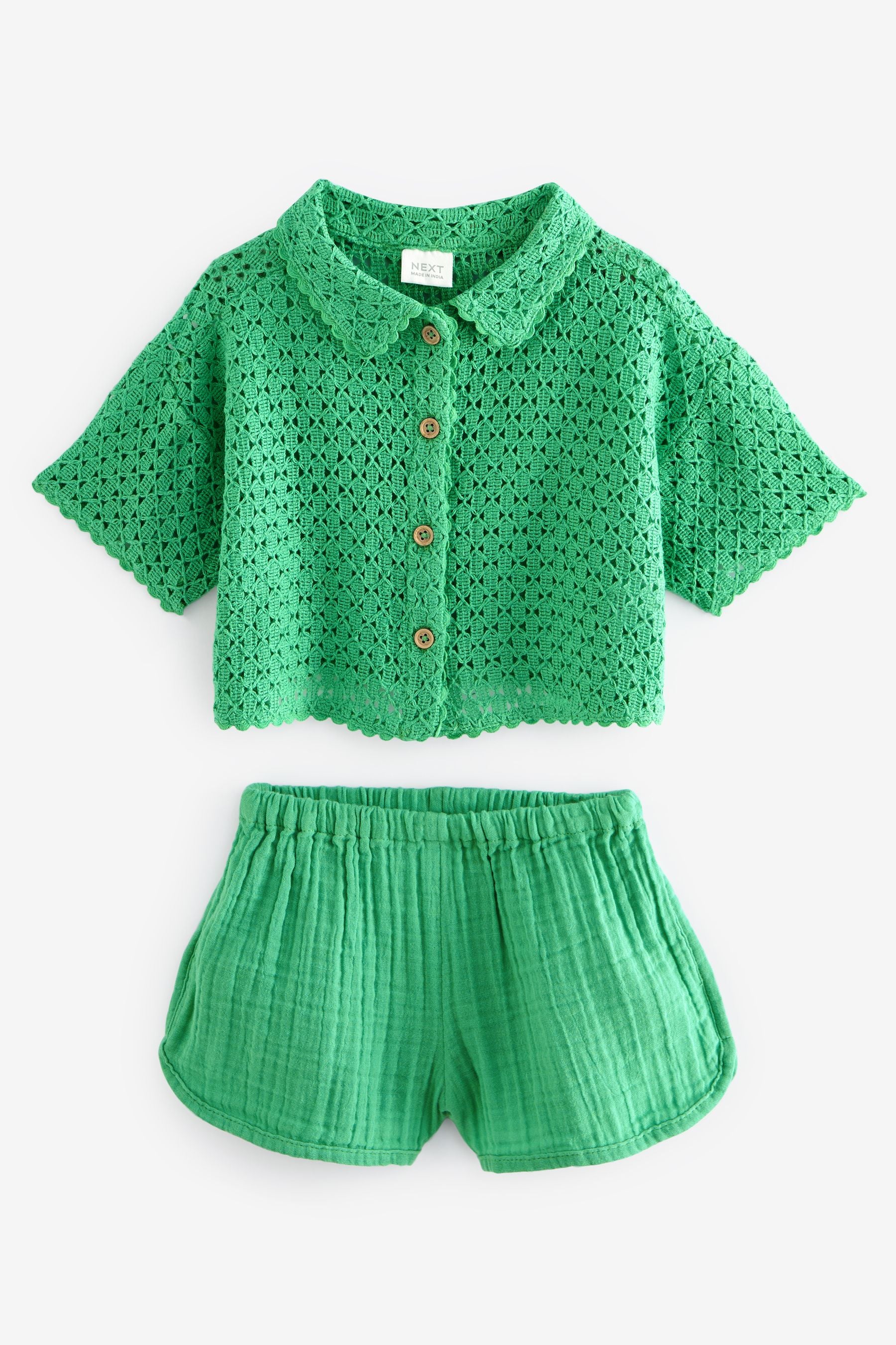 Green Shirt And Shorts Co-ord Set (3mths-8yrs)