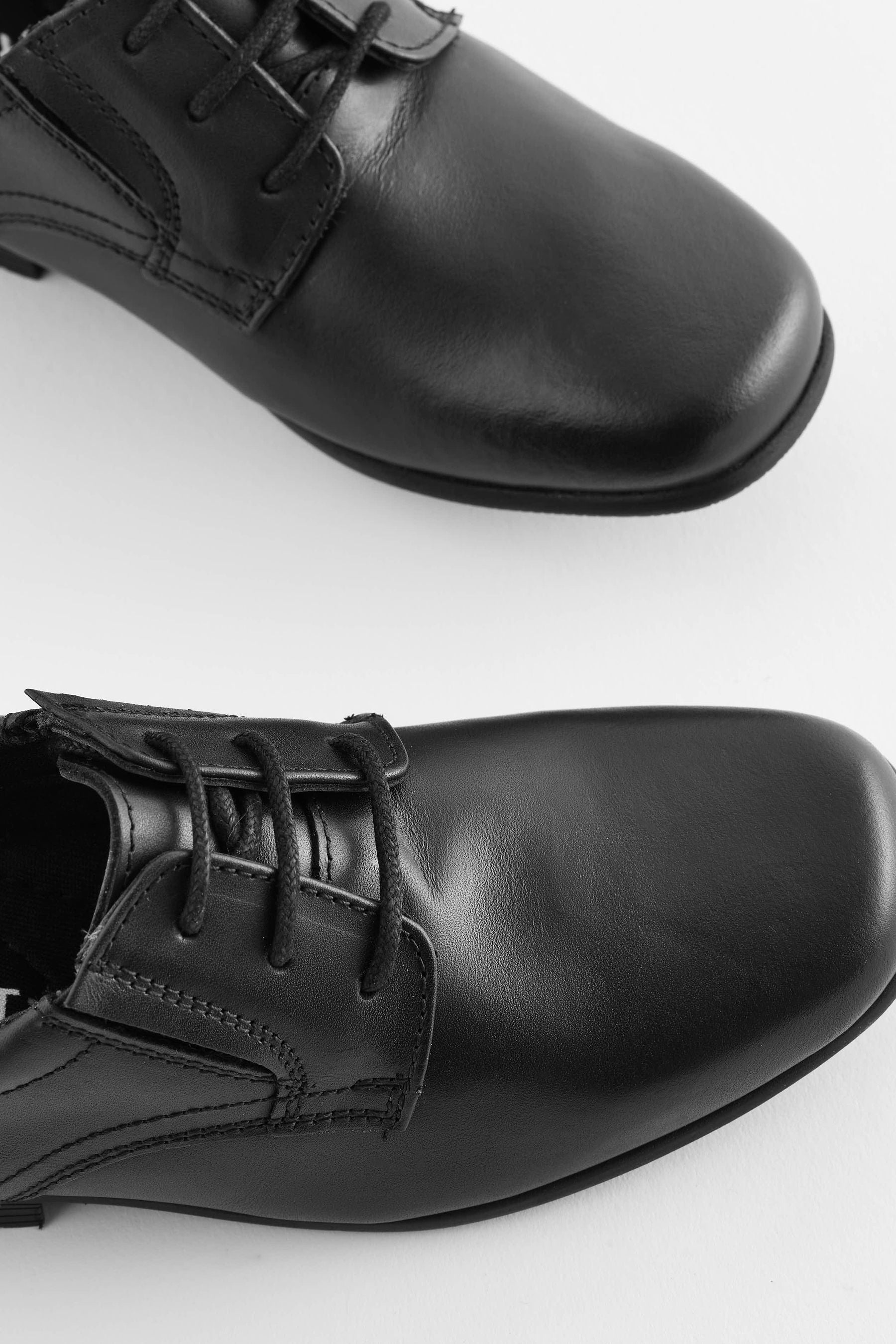 Black Standard Fit (F) School Leather Lace-Up Shoes