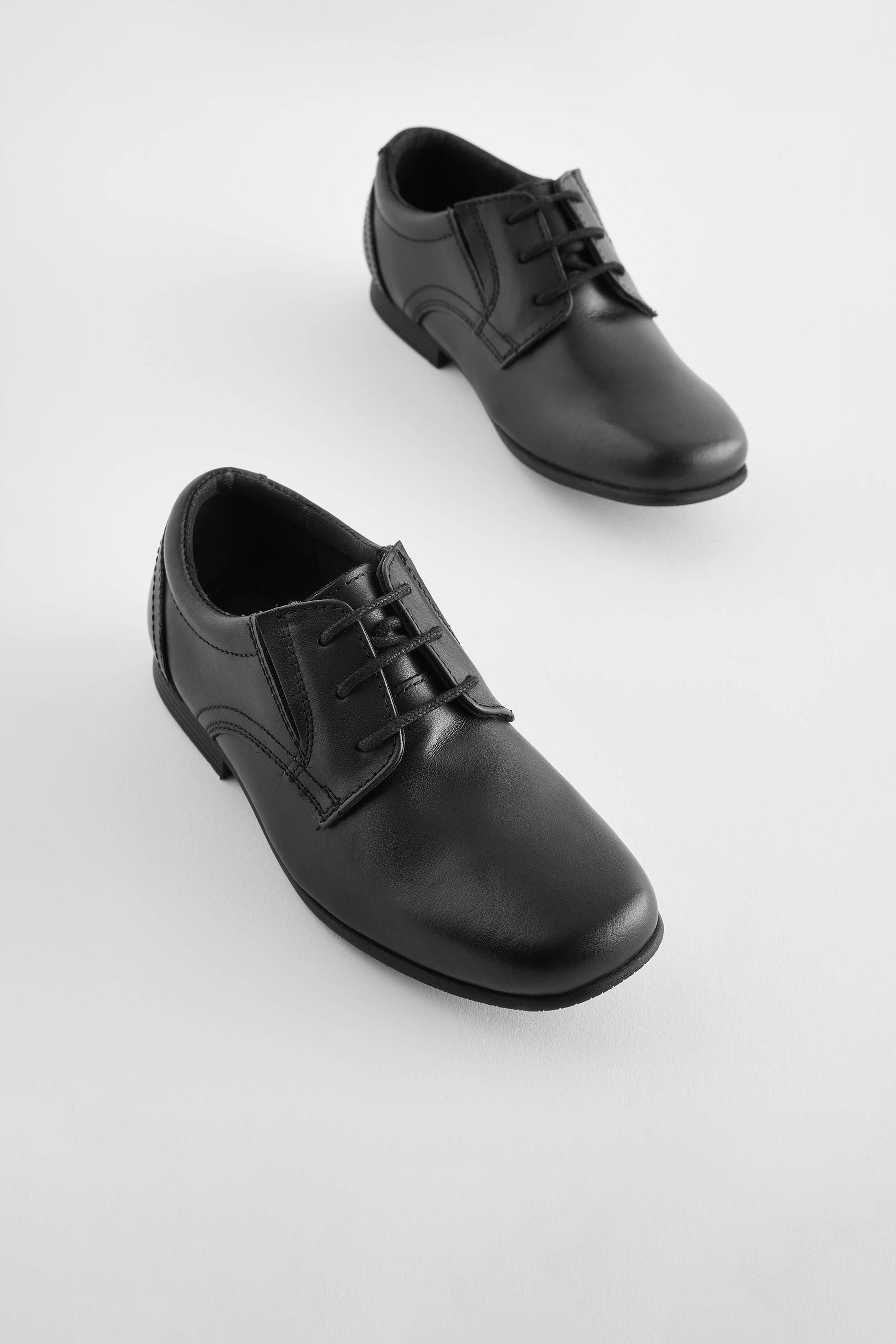 Black Standard Fit (F) School Leather Lace-Up Shoes