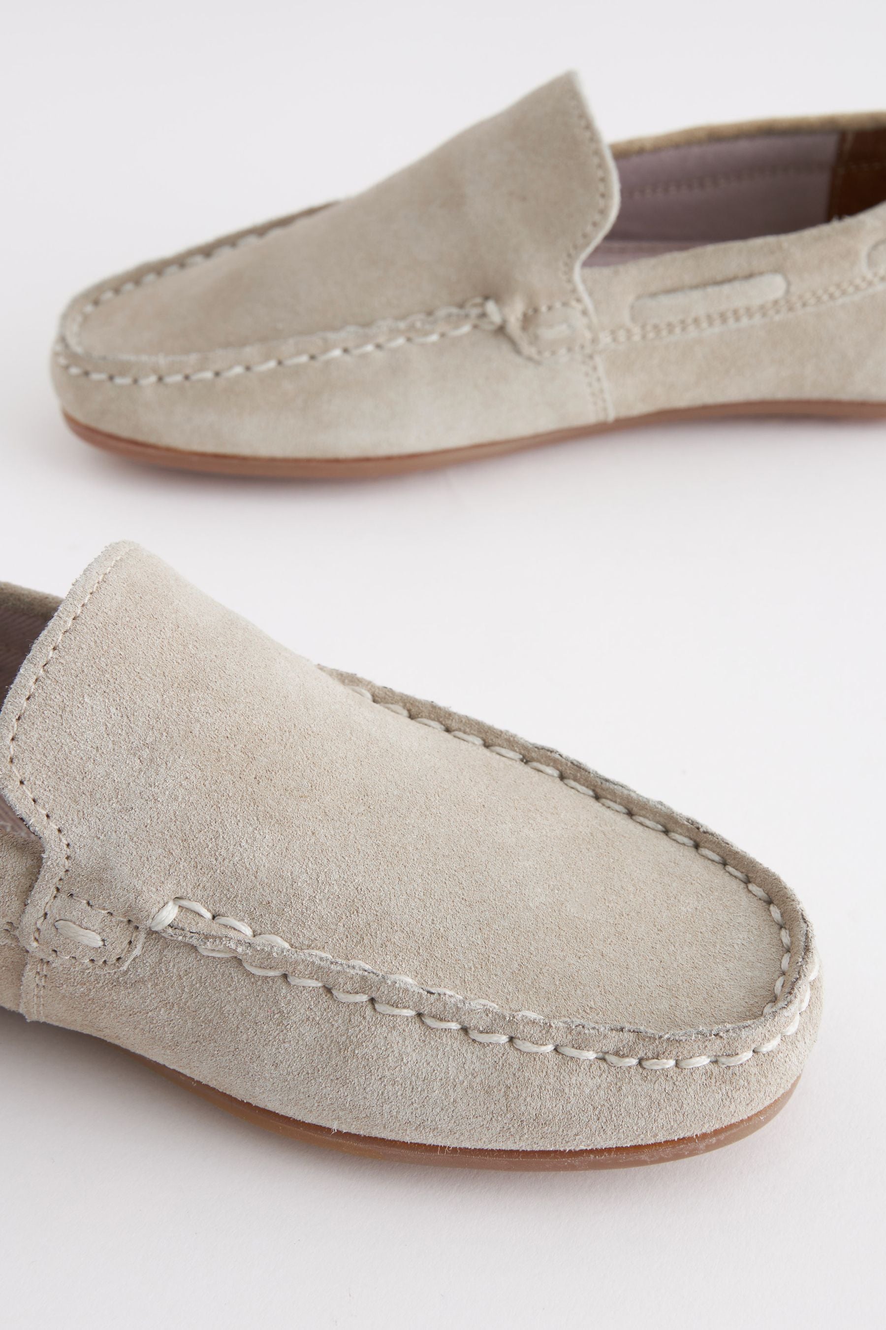 Stone Suede Loafers