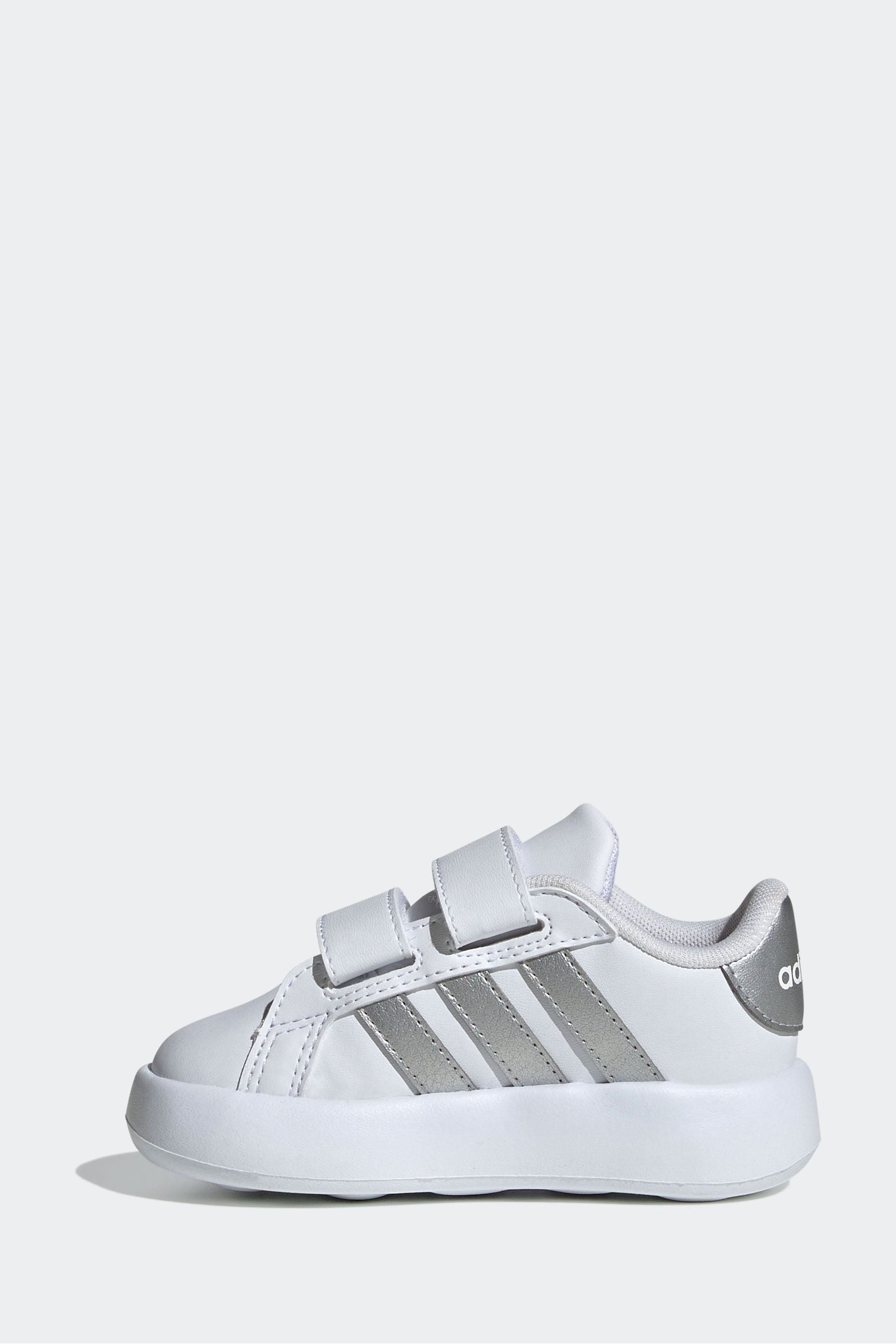 adidas Grey White Kids Grand Court 2.0 Shoes