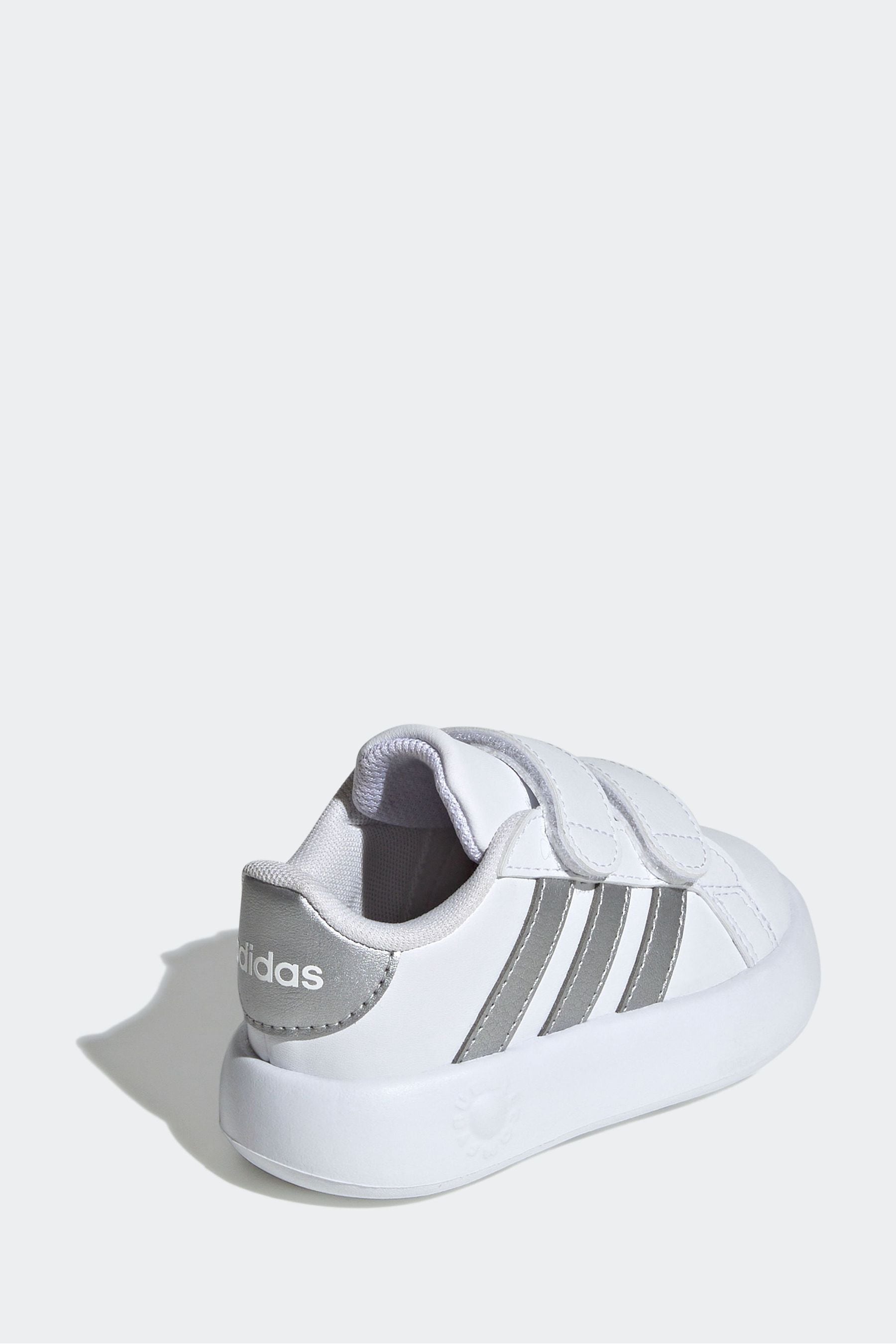 adidas Grey White Kids Grand Court 2.0 Shoes