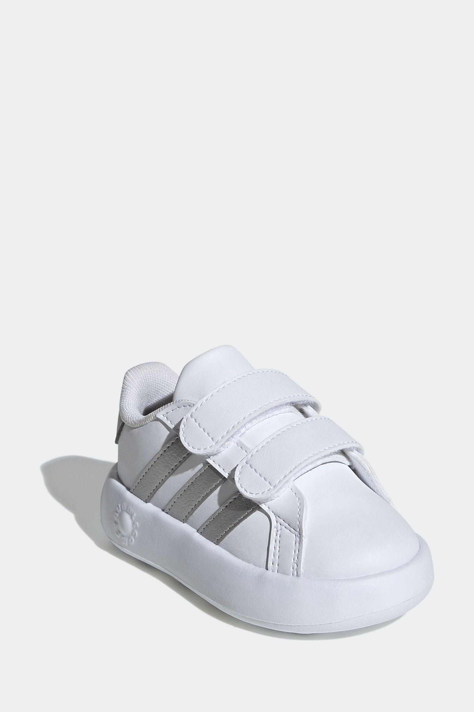 adidas Grey White Kids Grand Court 2.0 Shoes