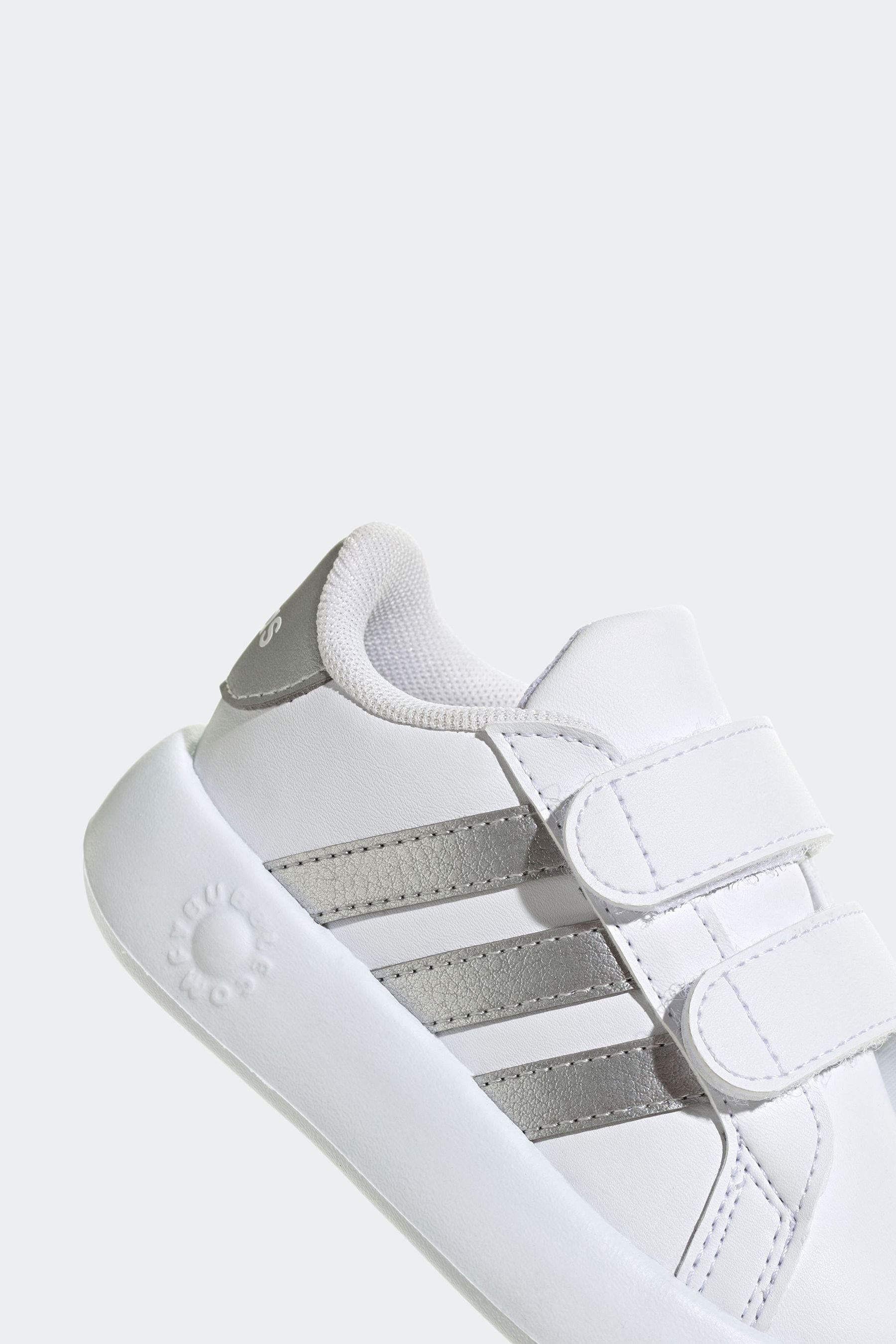 adidas Grey White Kids Grand Court 2.0 Shoes