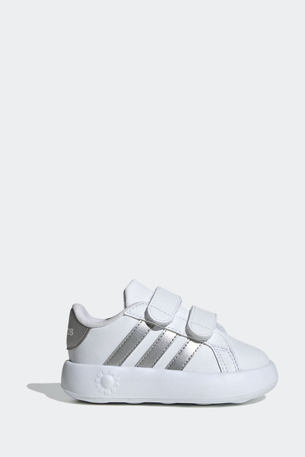 adidas Grey White Kids Grand Court 2.0 Shoes