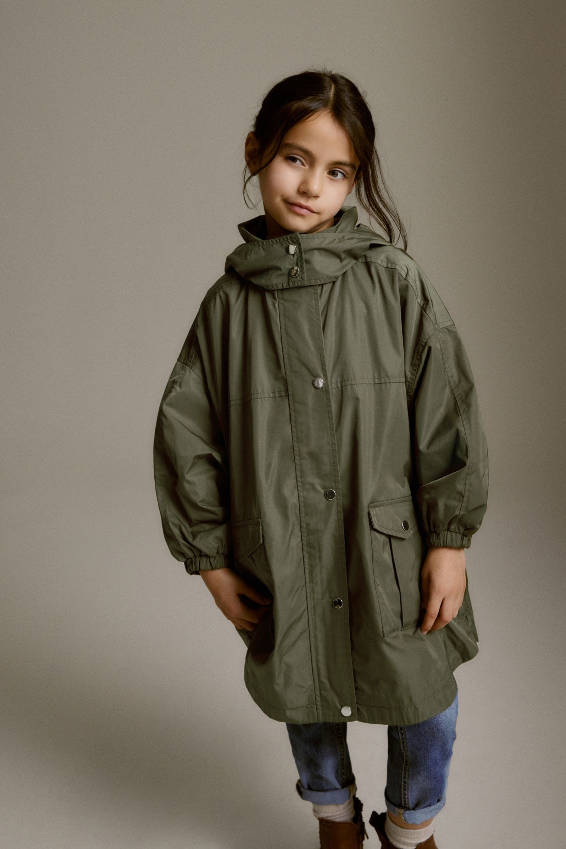 Khaki Green Shower Resistant Oversize Cagoule Jacket (3-16yrs)