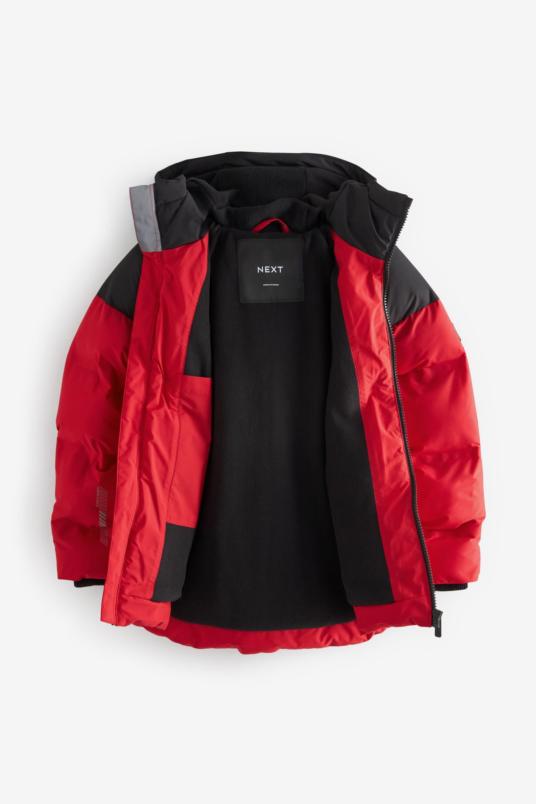 Red and Black Fleece Lined Padded Puffer Coat (3-16yrs)