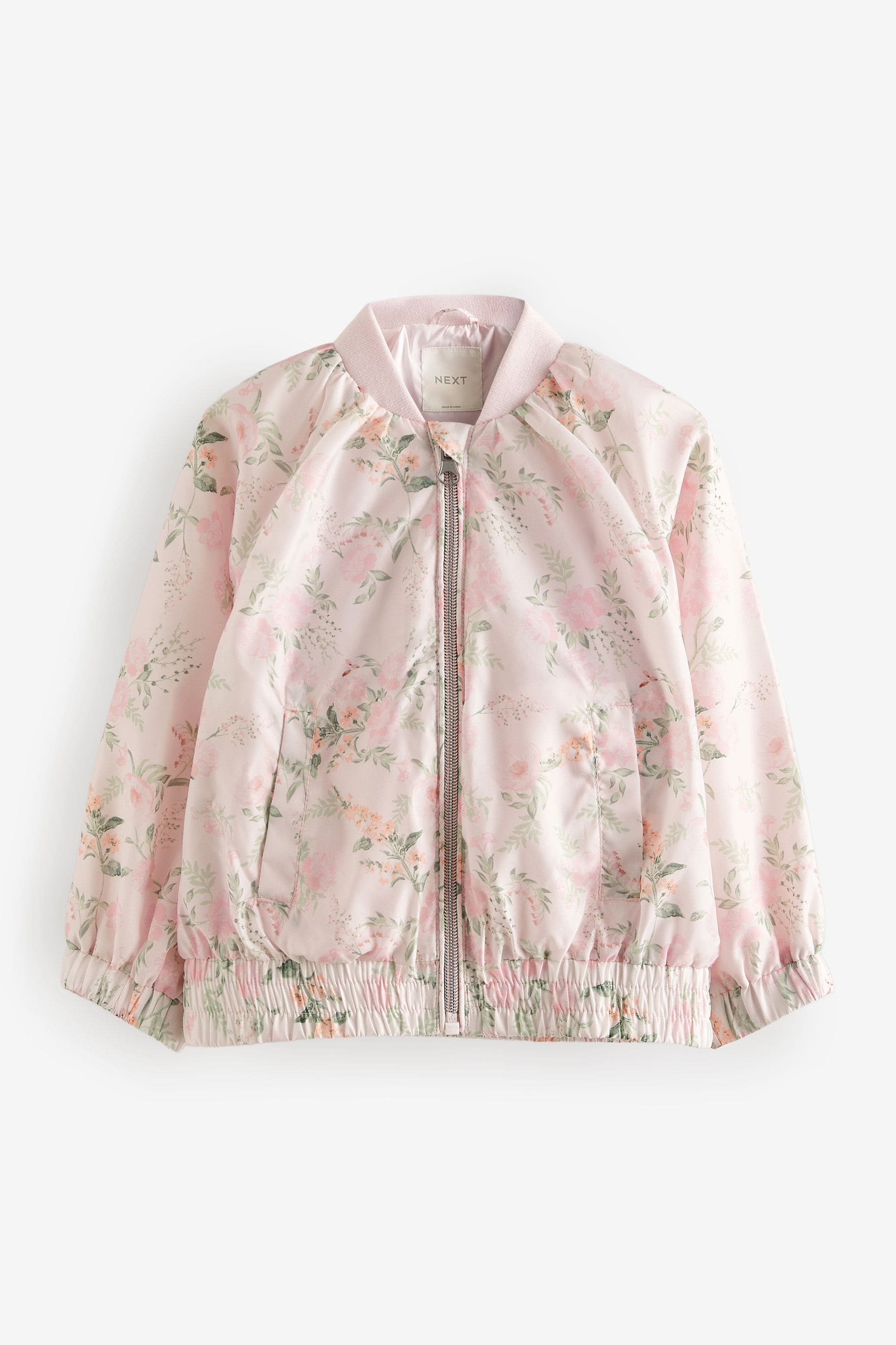 Pink Floral Shower Resistant Printed Bomber Jacket (3mths-7yrs)