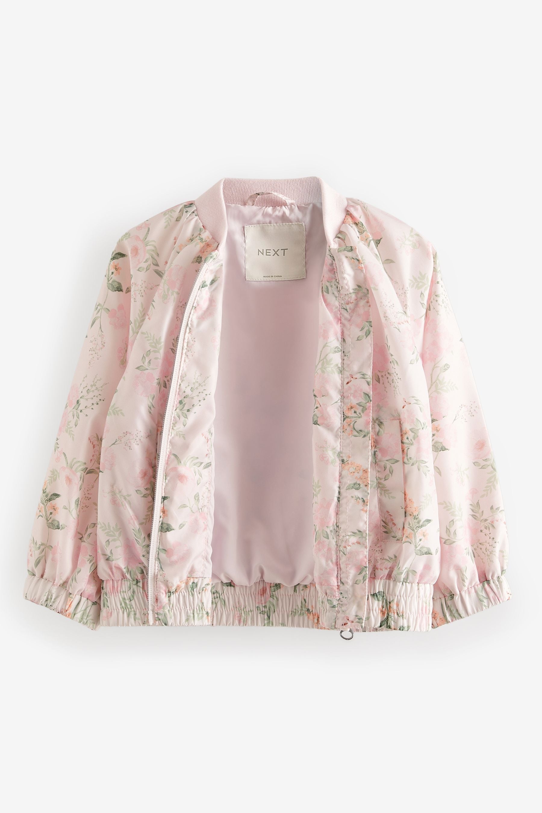 Pink Floral Shower Resistant Printed Bomber Jacket (3mths-7yrs)