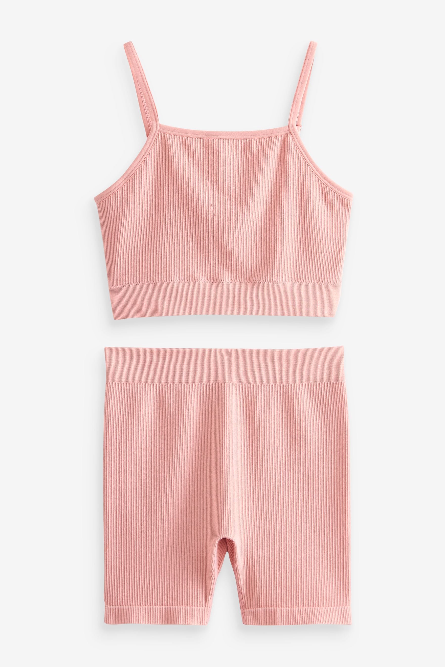 Pink Seam Free Top and Cycling Shorts Set (7-16yrs)