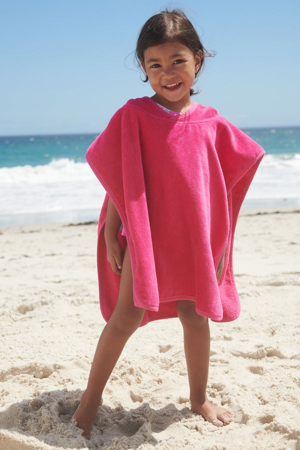 Bright Pink Bear Towelling Poncho