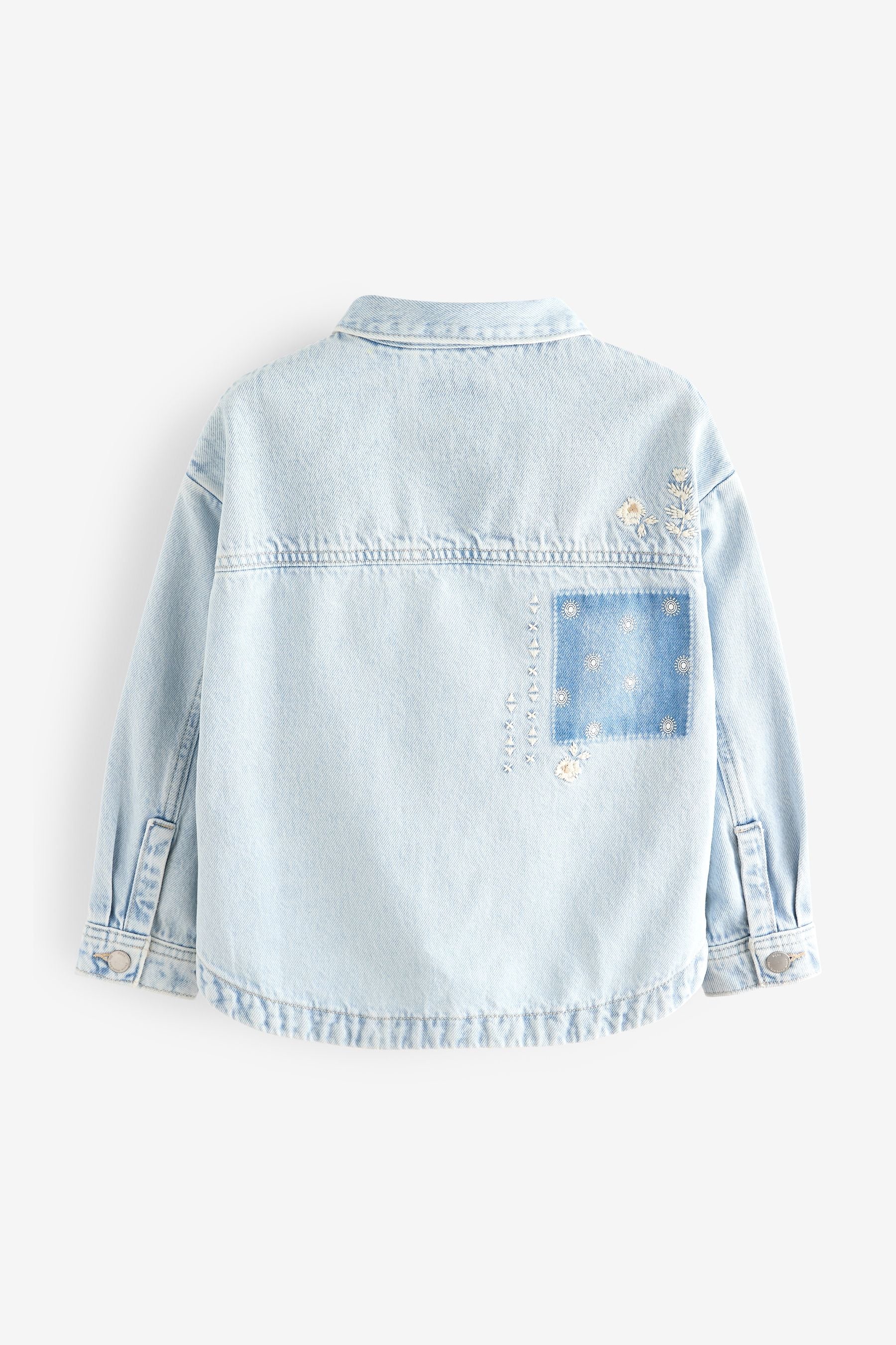 Mid Blue Embroidered Patch Denim Shacket (3-16yrs)