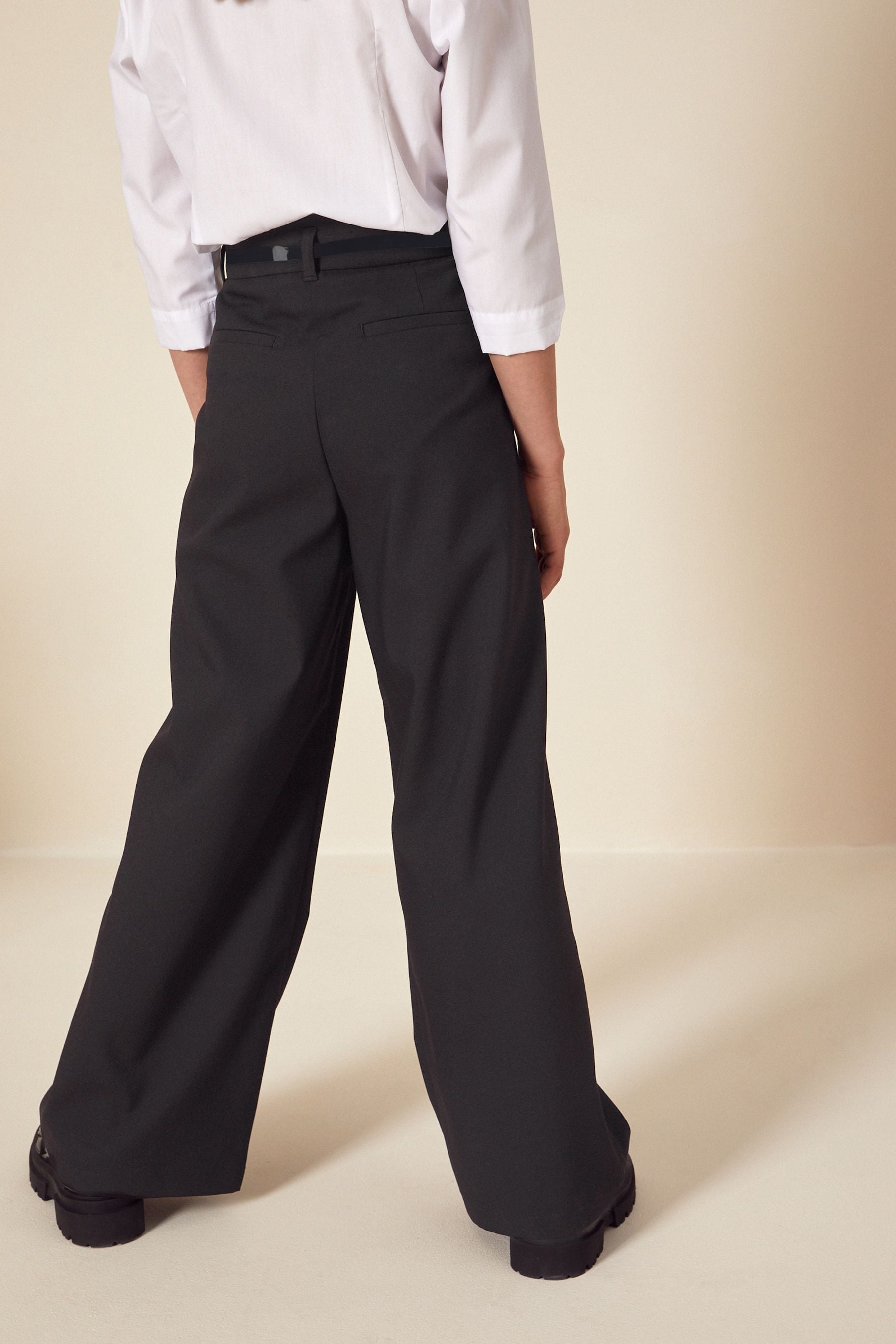 Black Senior Wide Leg Belted School Trousers (9-18yrs)