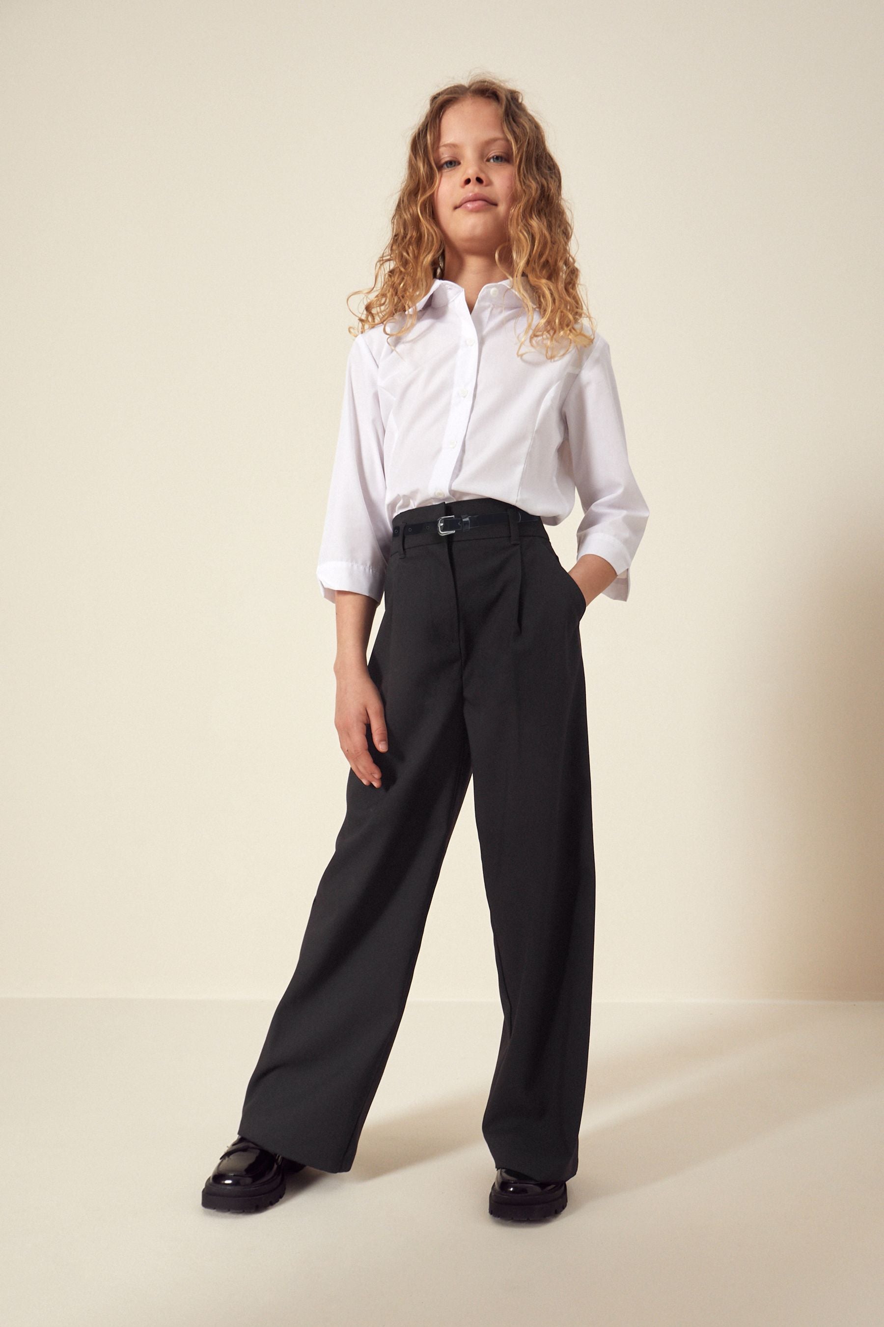 Black Senior Wide Leg Belted School Trousers (9-18yrs)