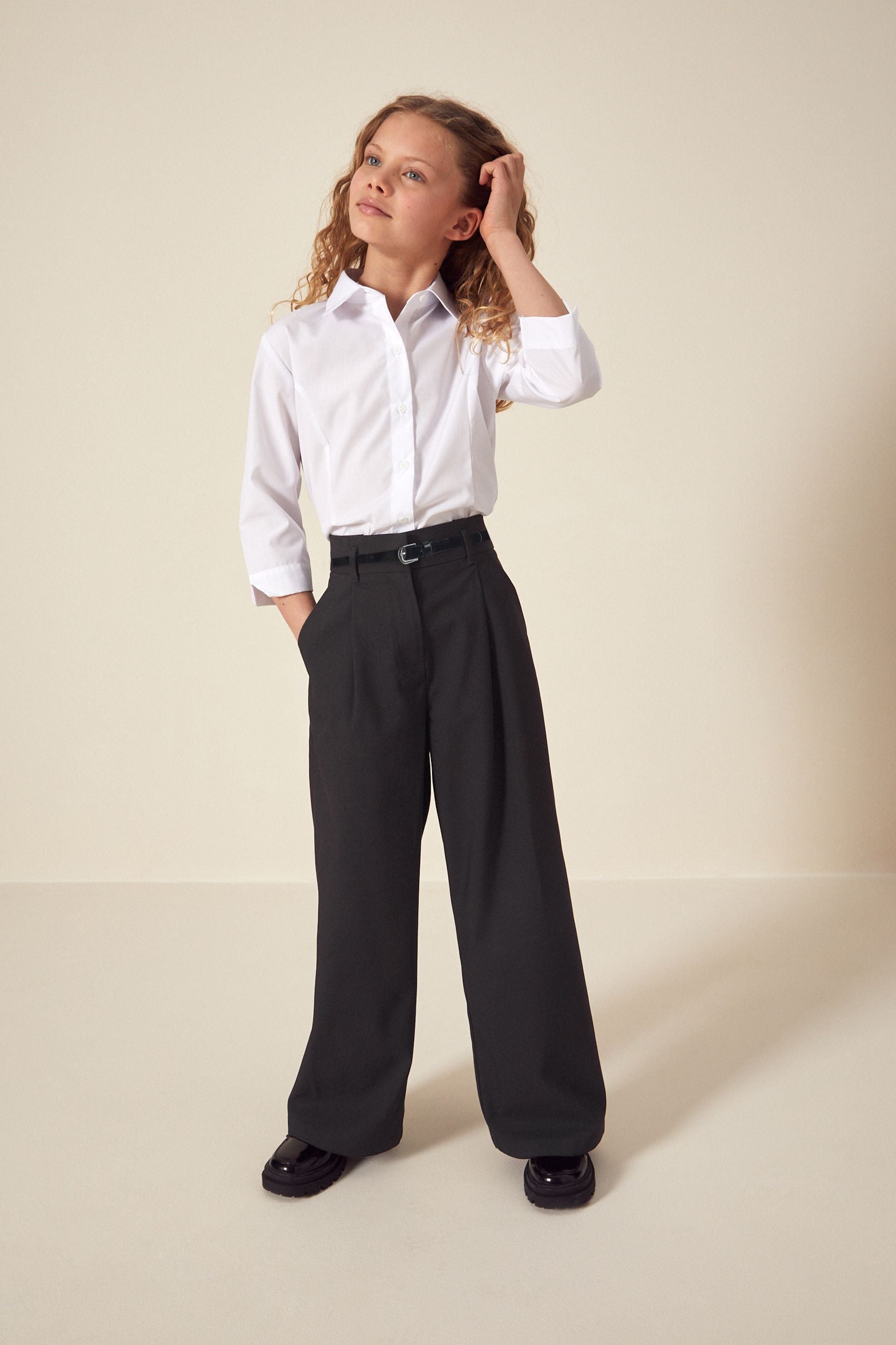 Black Senior Wide Leg Belted School Trousers (9-18yrs)