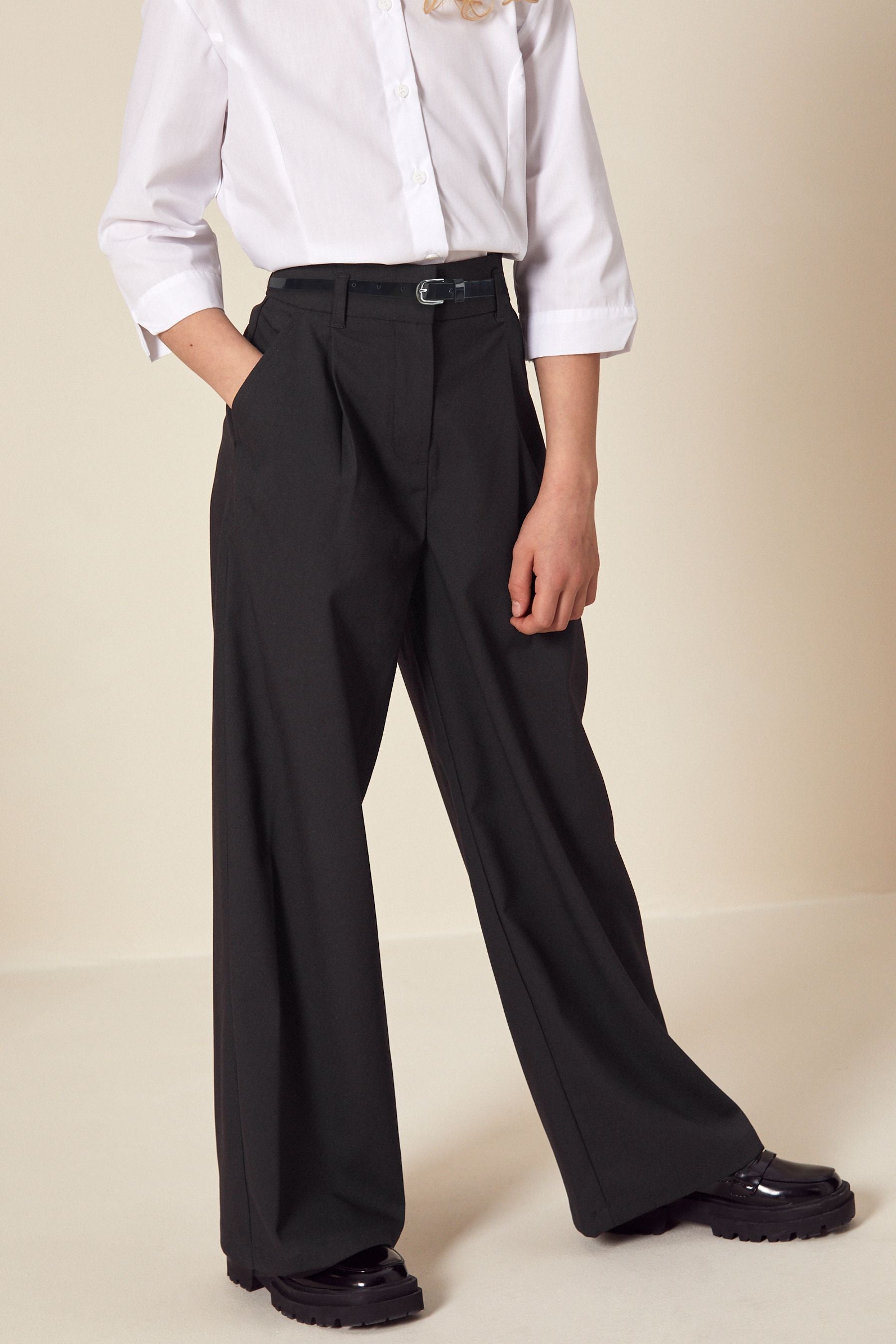 Black Senior Wide Leg Belted School Trousers (9-18yrs)