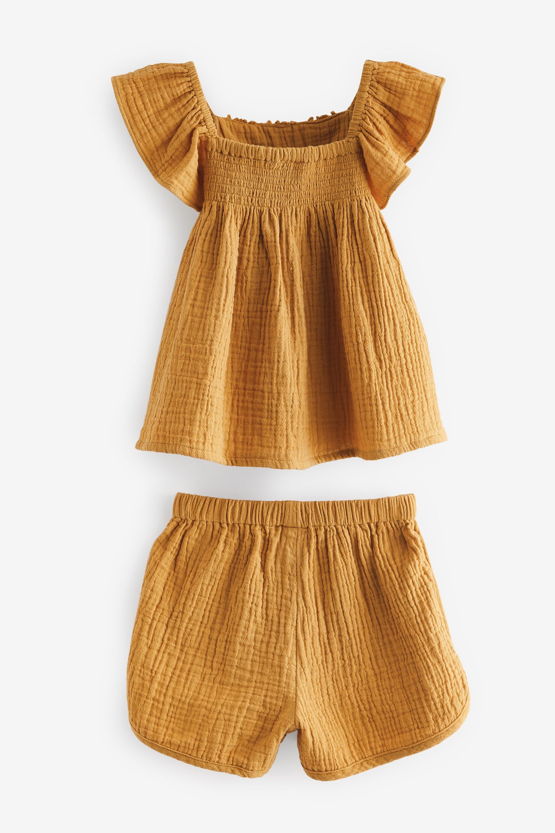 Ochre Yellow Crochet Trim Co-ord Set (3mths-8yrs)