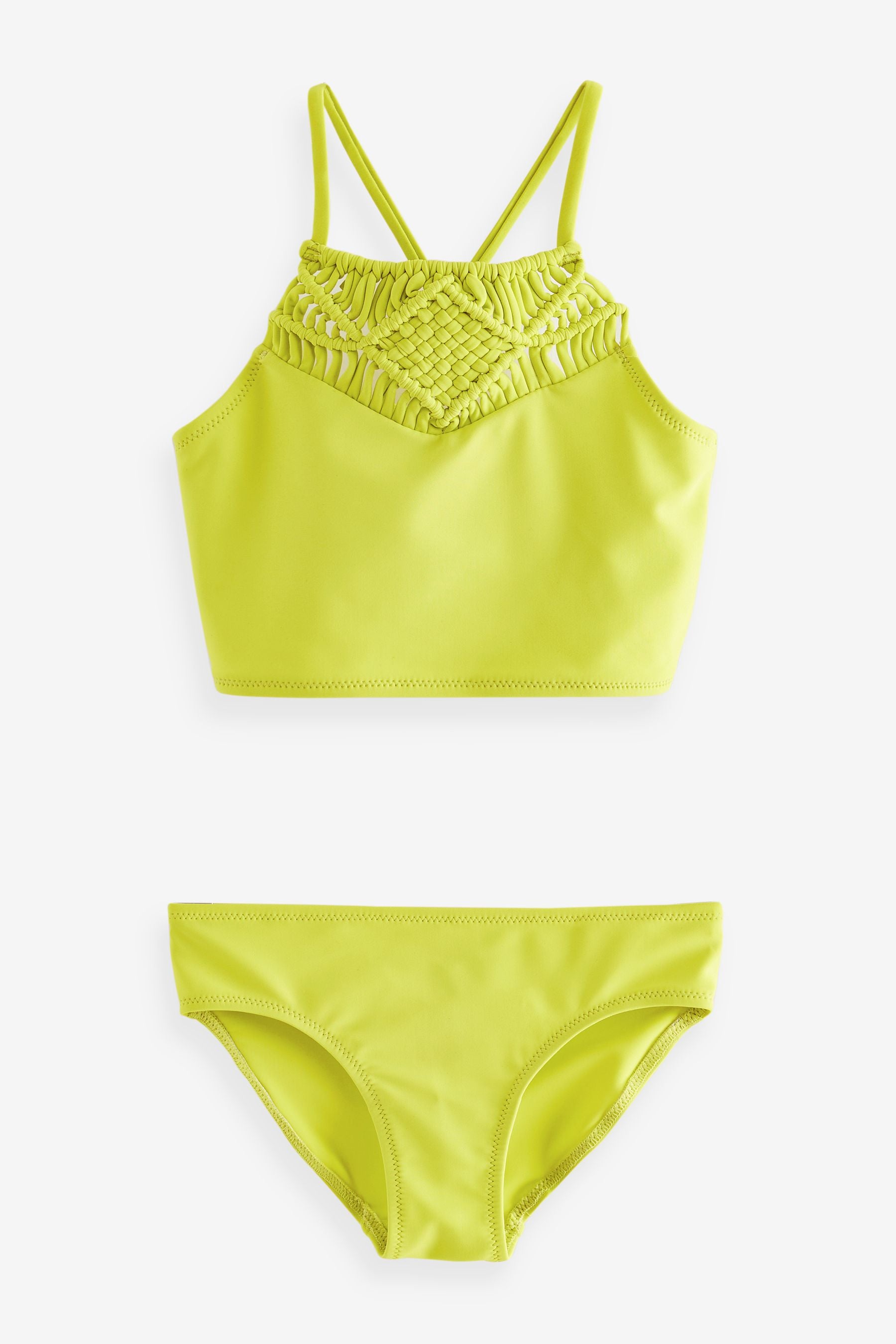 Lime Green Crochet Detail Bikini (3-16yrs)