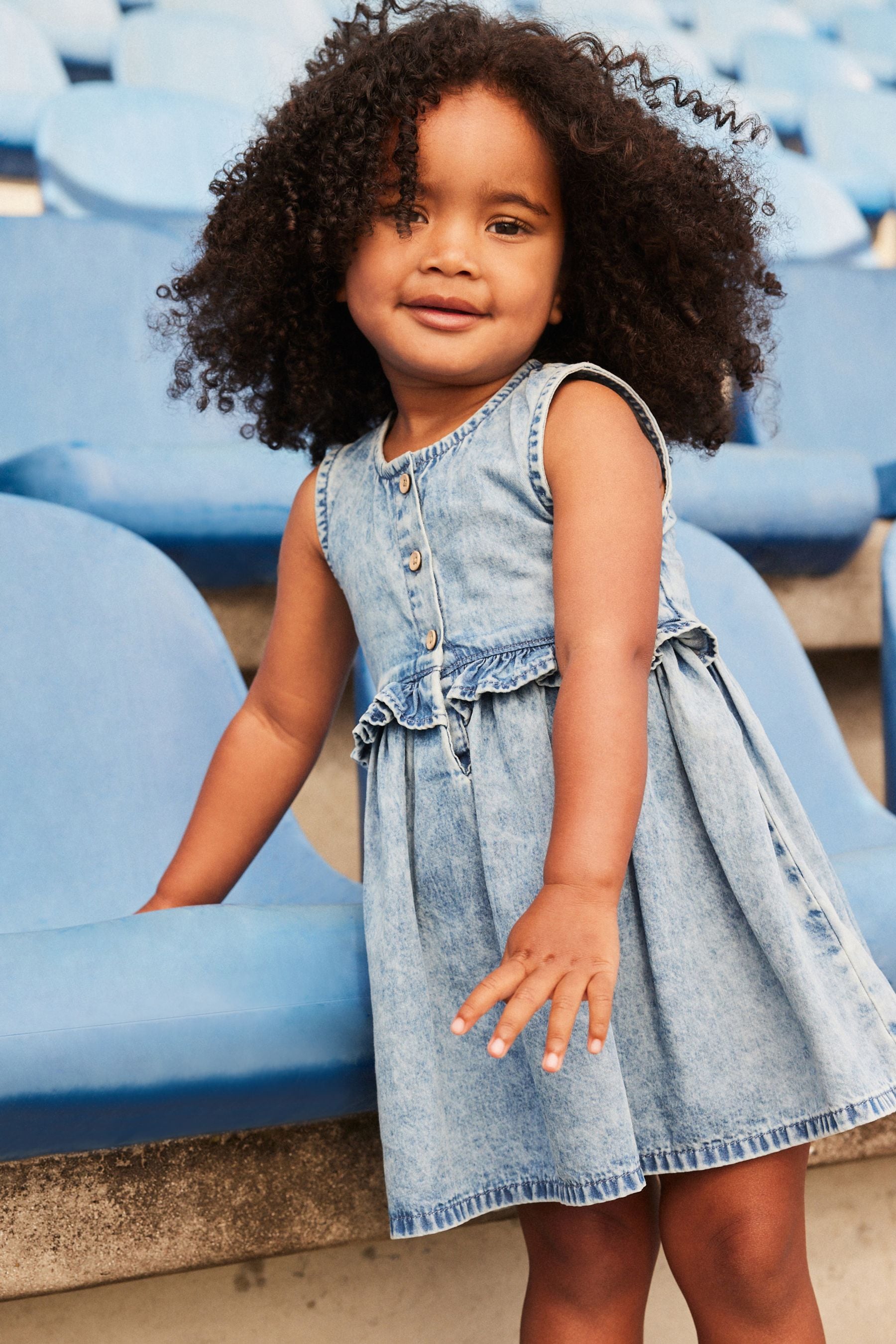 Blue Denim 100% Cotton Peplum Dress (3mths-8yrs)