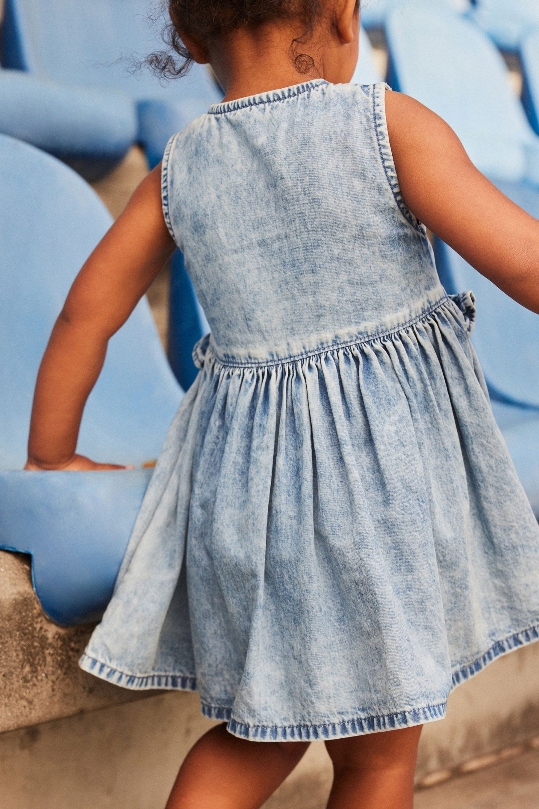 Blue Denim 100% Cotton Peplum Dress (3mths-8yrs)