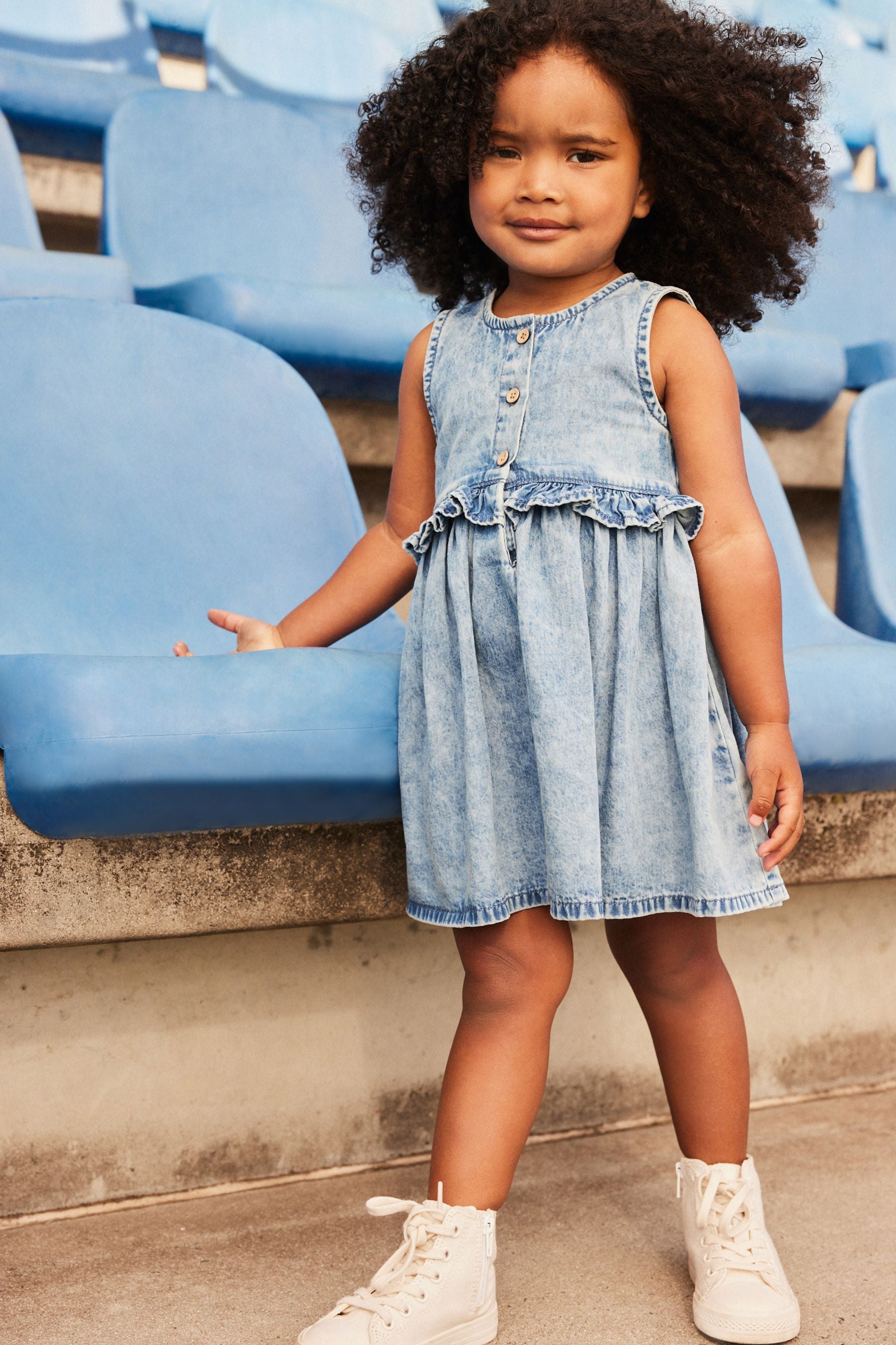 Blue Denim 100% Cotton Peplum Dress (3mths-8yrs)