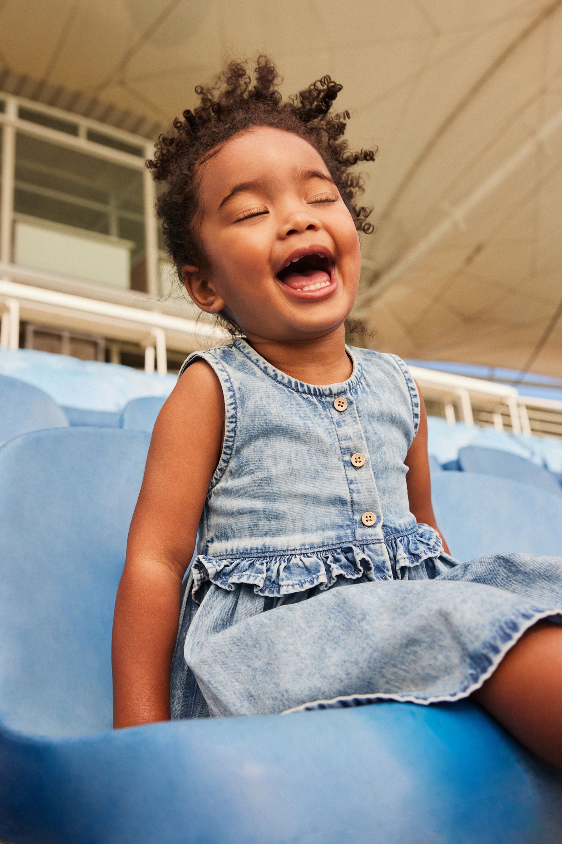 Blue Denim 100% Cotton Peplum Dress (3mths-8yrs)