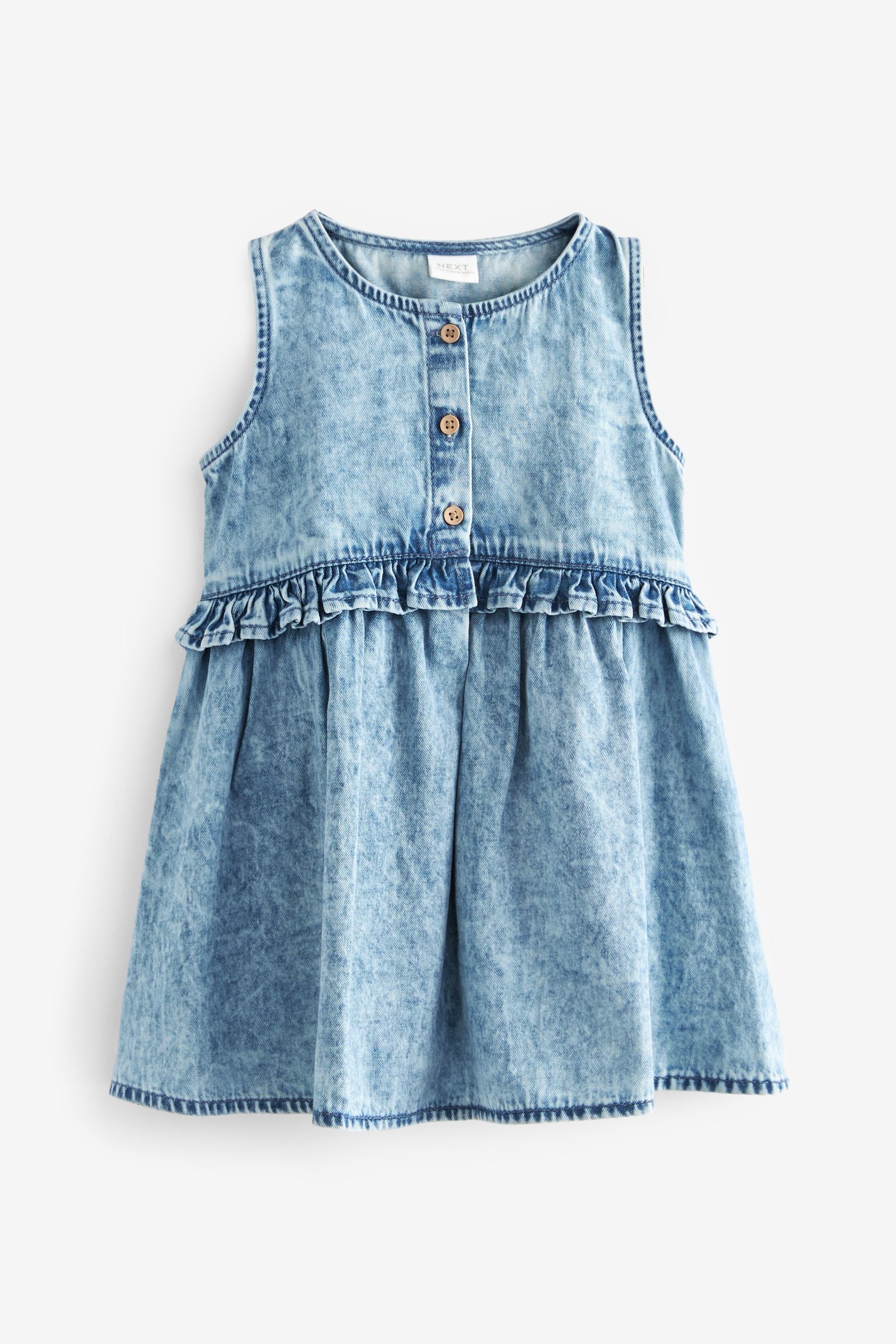 Blue Denim 100% Cotton Peplum Dress (3mths-8yrs)