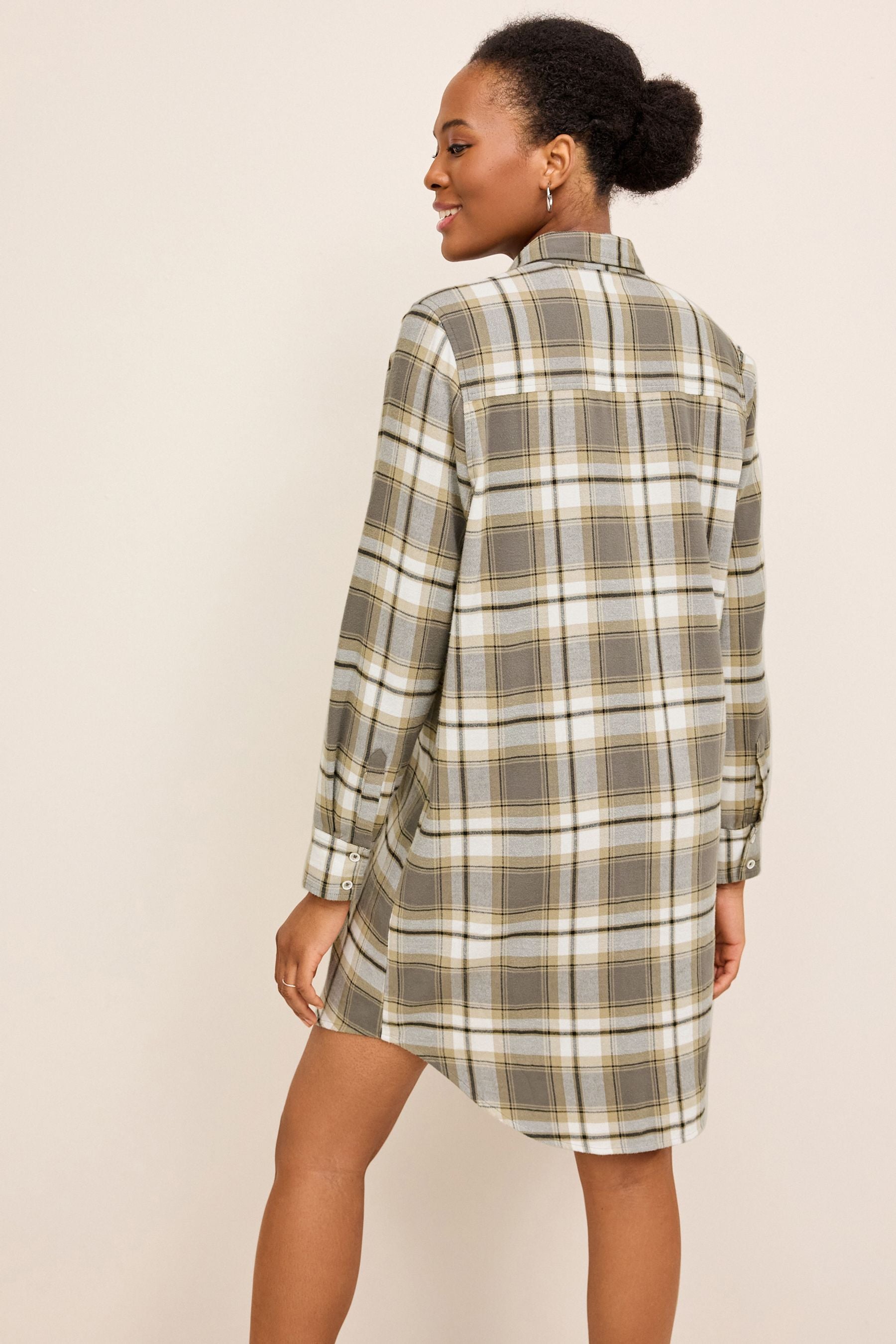 Check Maternity Shirt Dress