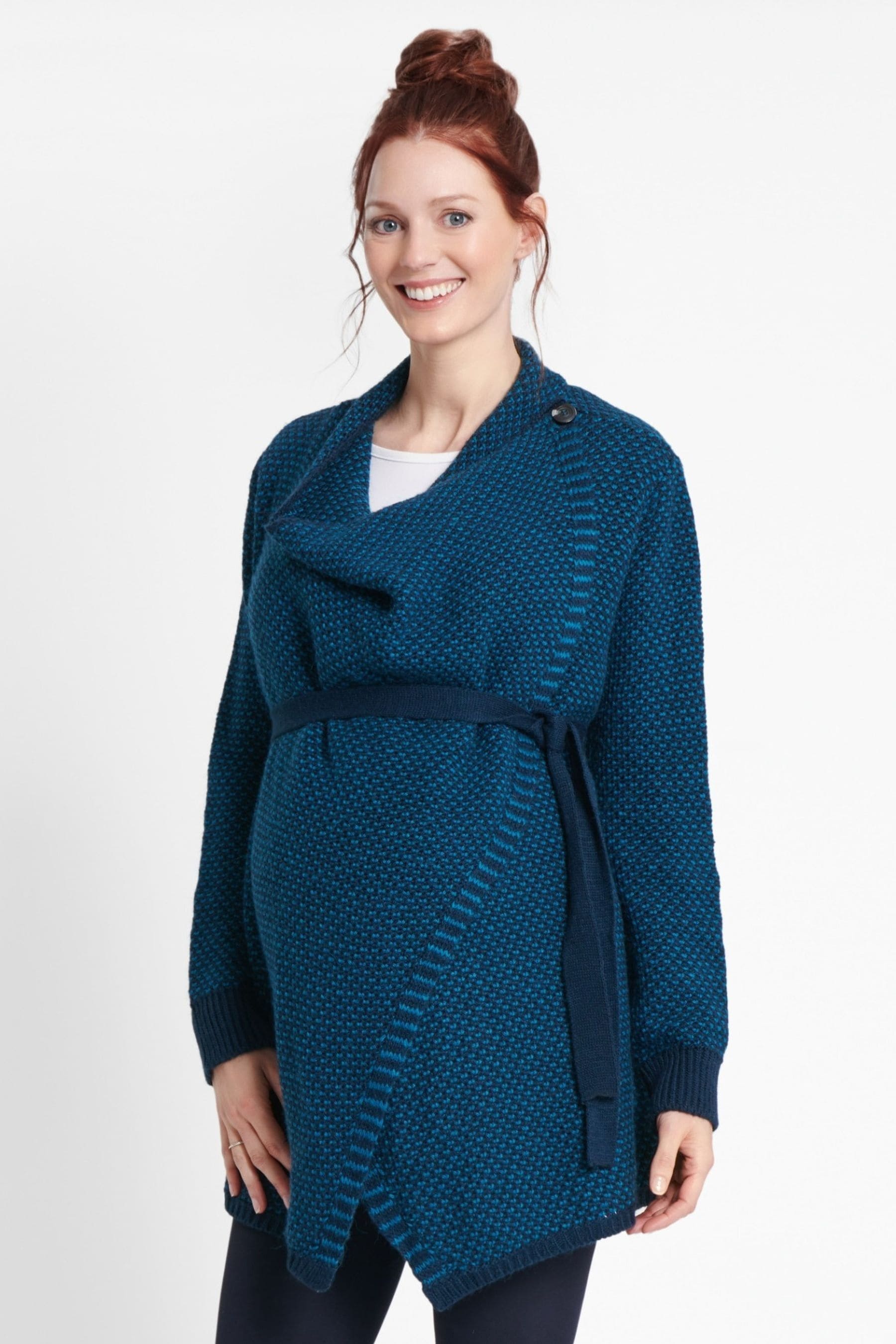 Teal Blue JoJo Maman Bébé Drape Maternity & Nursing Cardigan