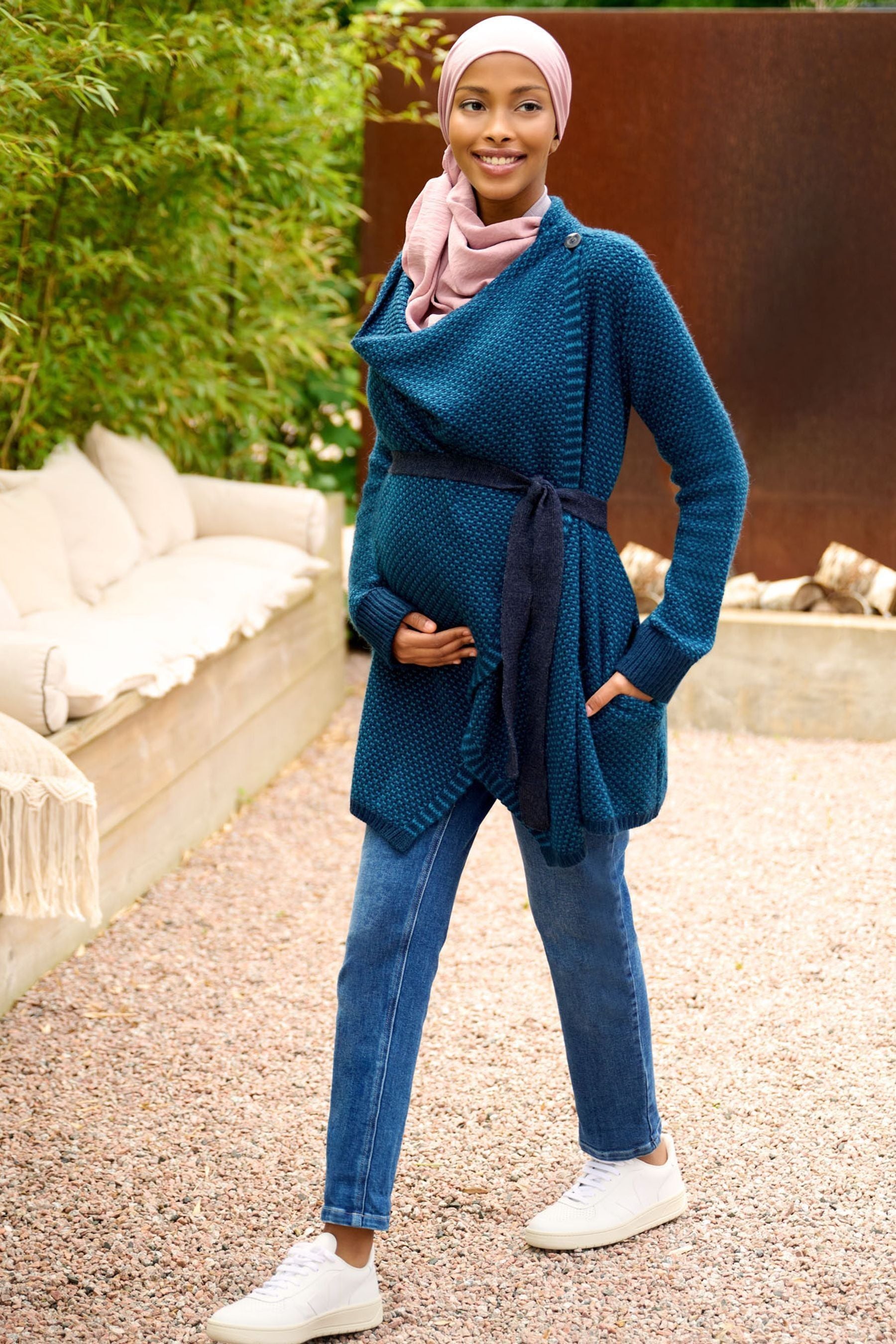 Teal Blue JoJo Maman Bébé Drape Maternity & Nursing Cardigan