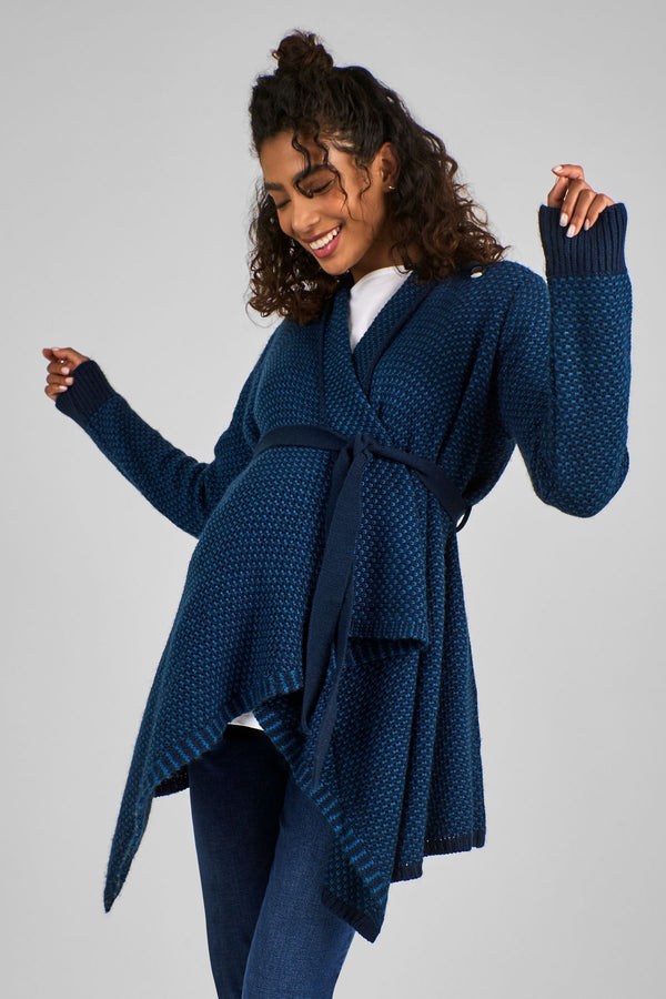 JoJo Maman B?©b?© Teal Blue Drape Maternity & Nursing Cardigan