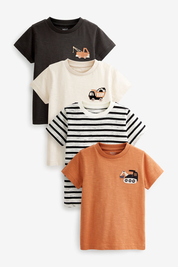 Monochrome 100% Cotton Short Sleeve T-Shirts 4 Pack (3mths-7yrs)