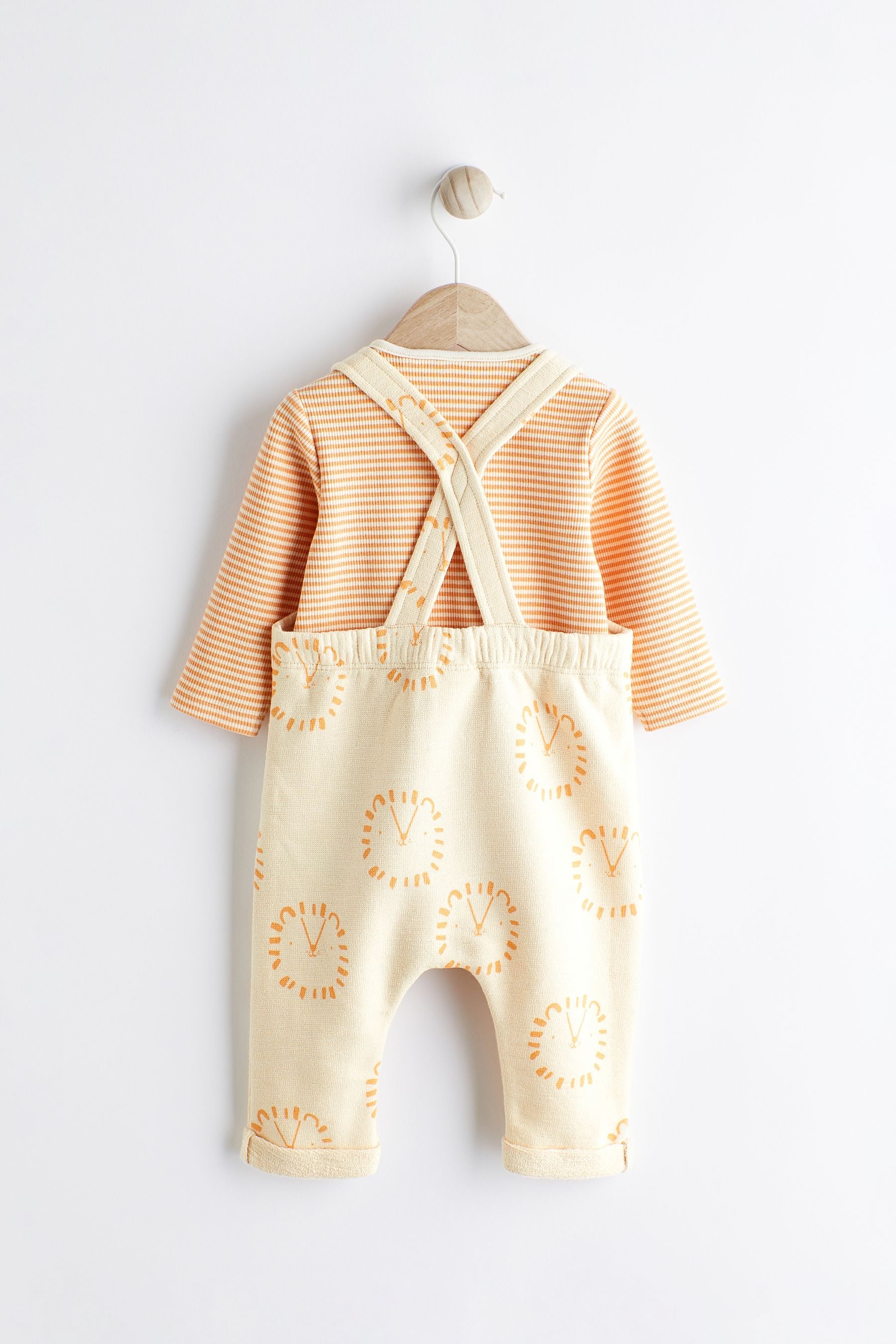 Neutral Lion Baby 100% Cotton Jersey Dungarees And Bodysuit Set (0mths-2yrs)