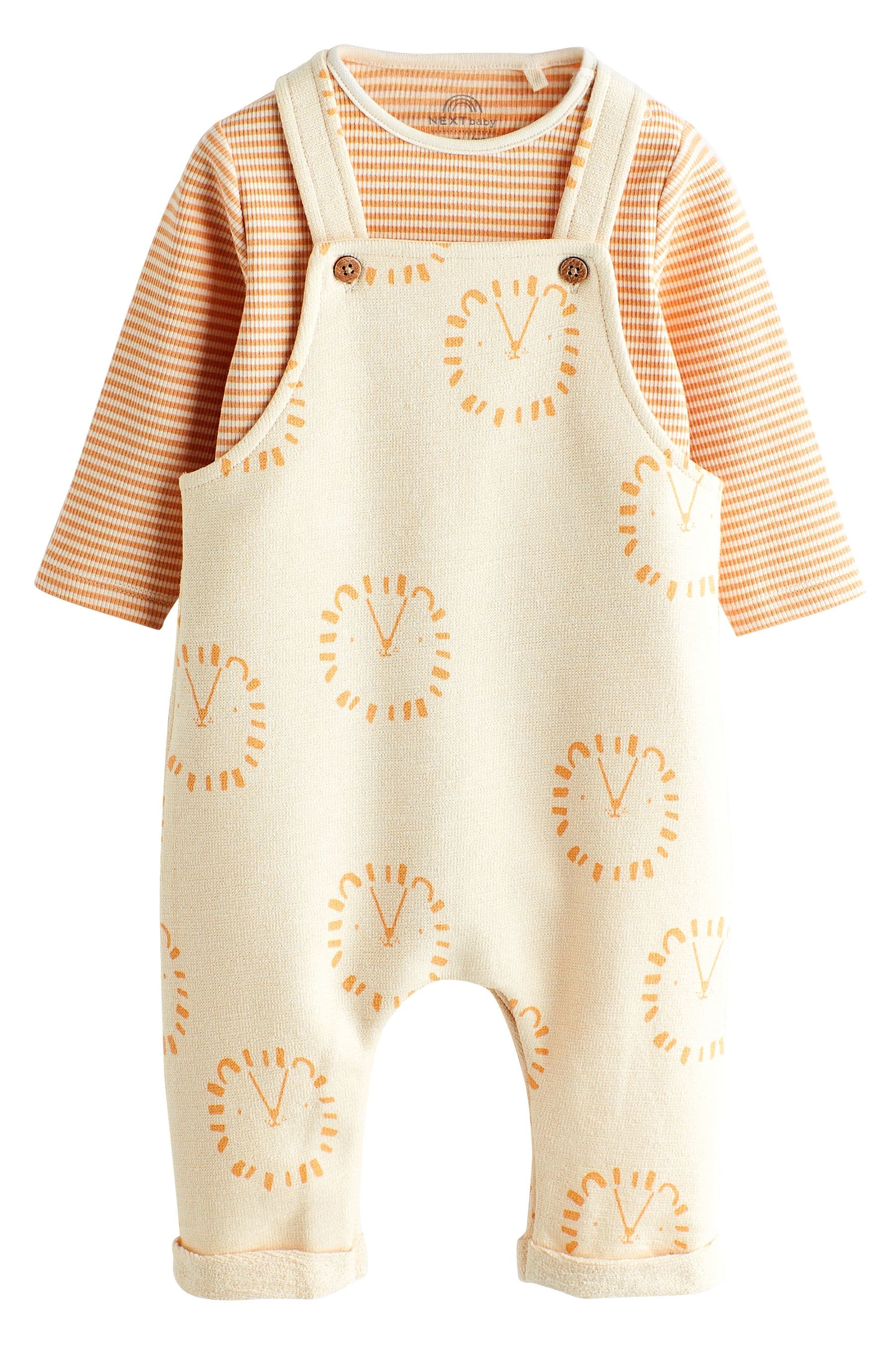 Neutral Lion Baby 100% Cotton Jersey Dungarees And Bodysuit Set (0mths-2yrs)