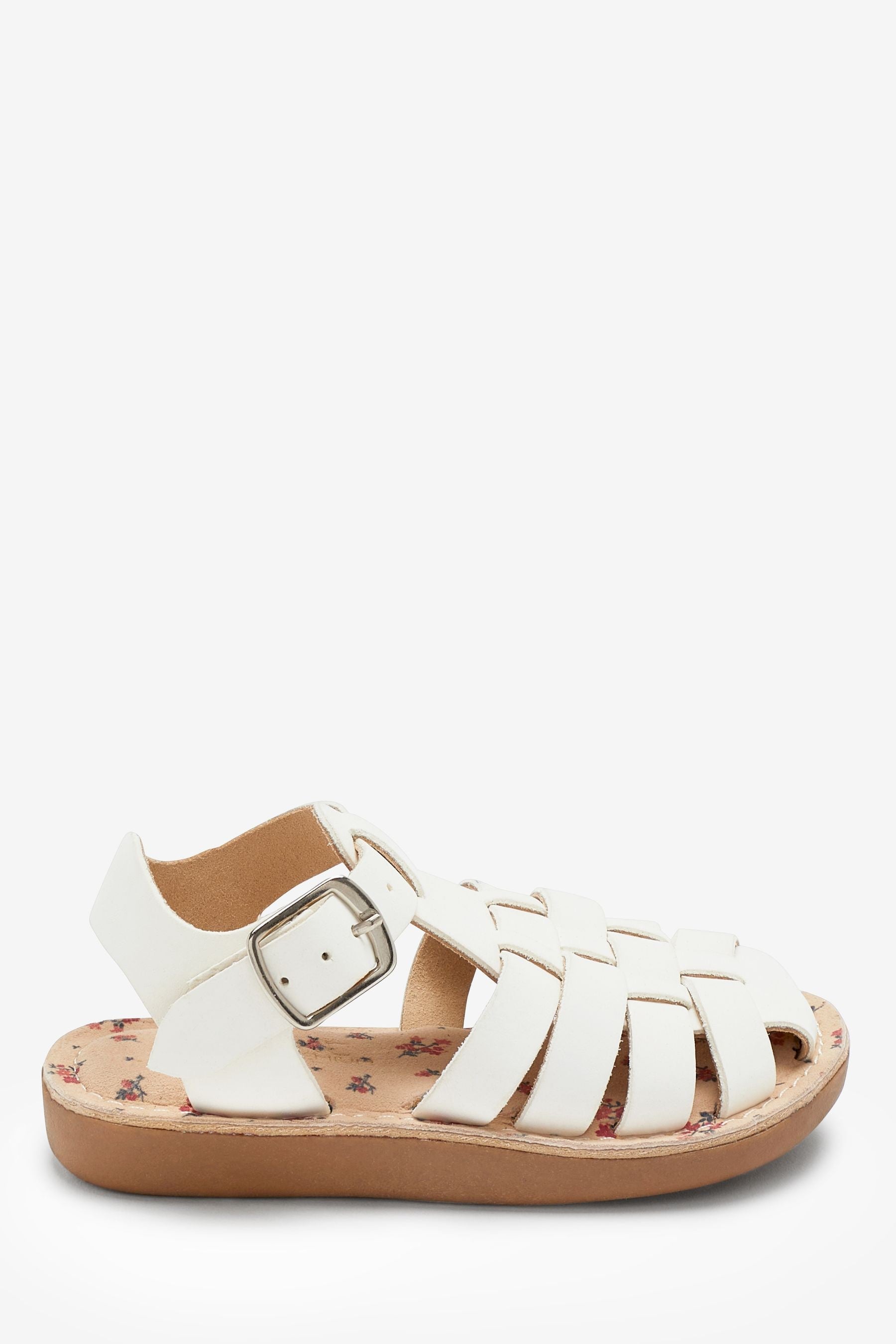 White Standard Fit (F) Fisherman Leather Sandals