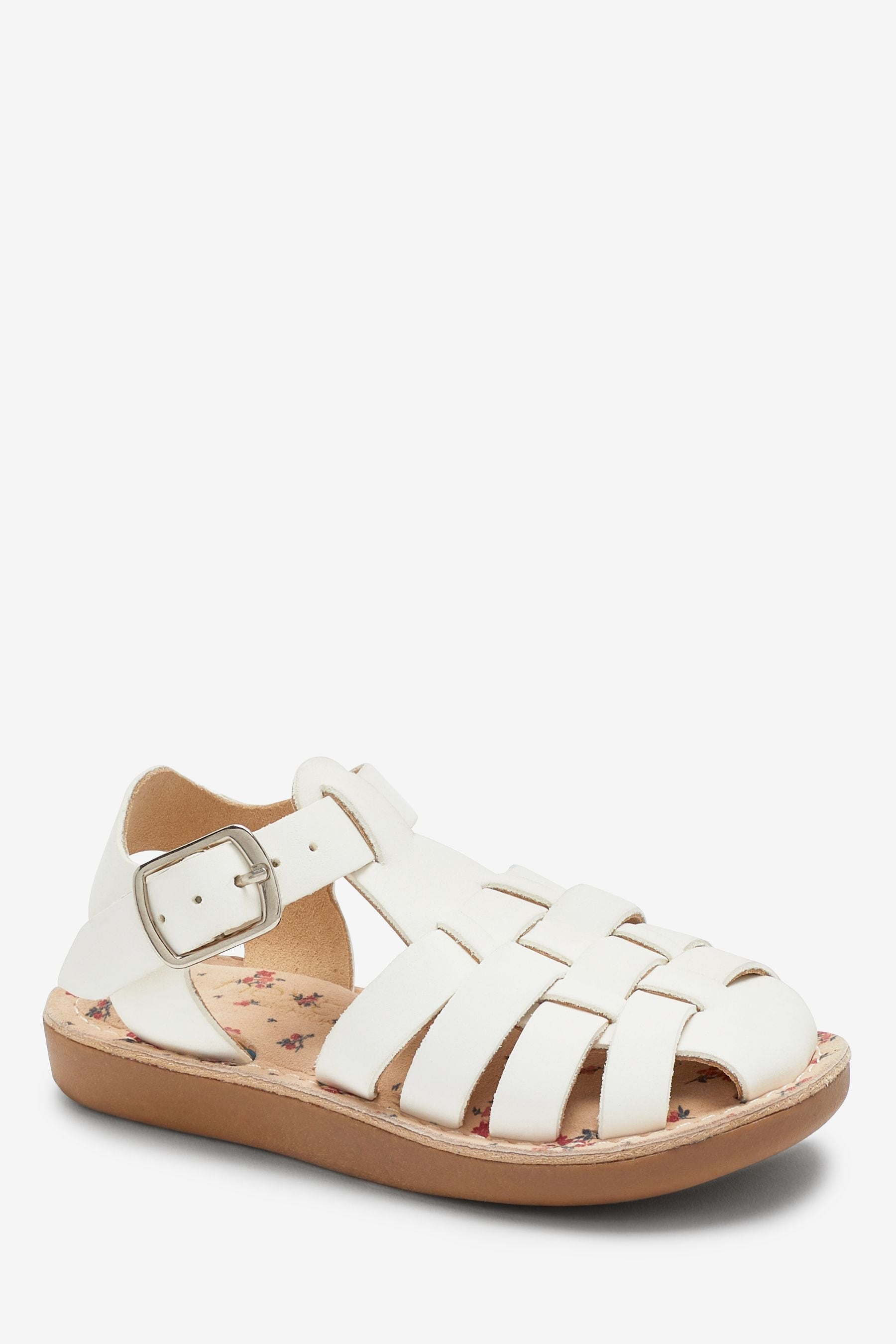 White Standard Fit (F) Fisherman Leather Sandals