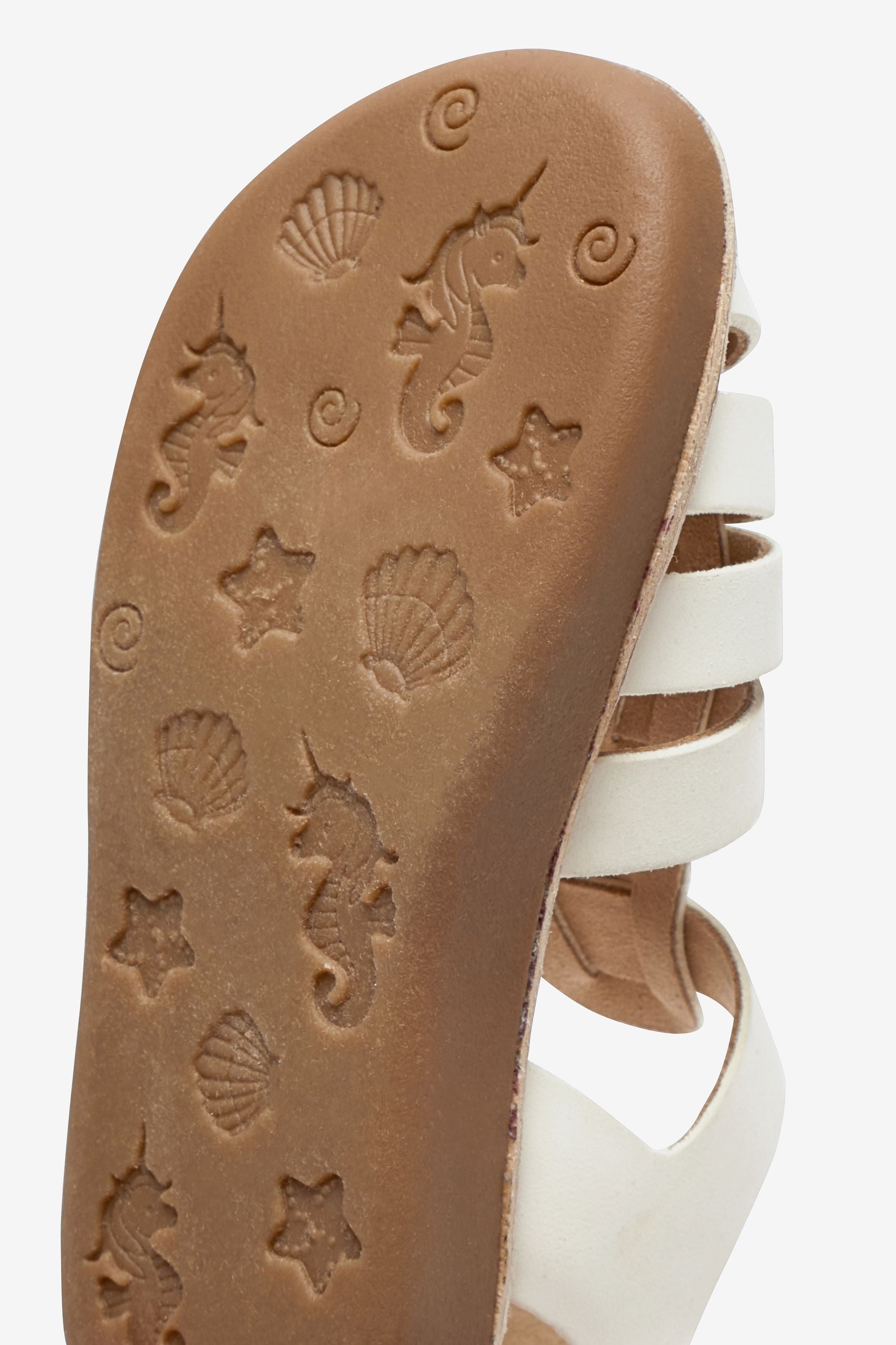 White Standard Fit (F) Fisherman Leather Sandals