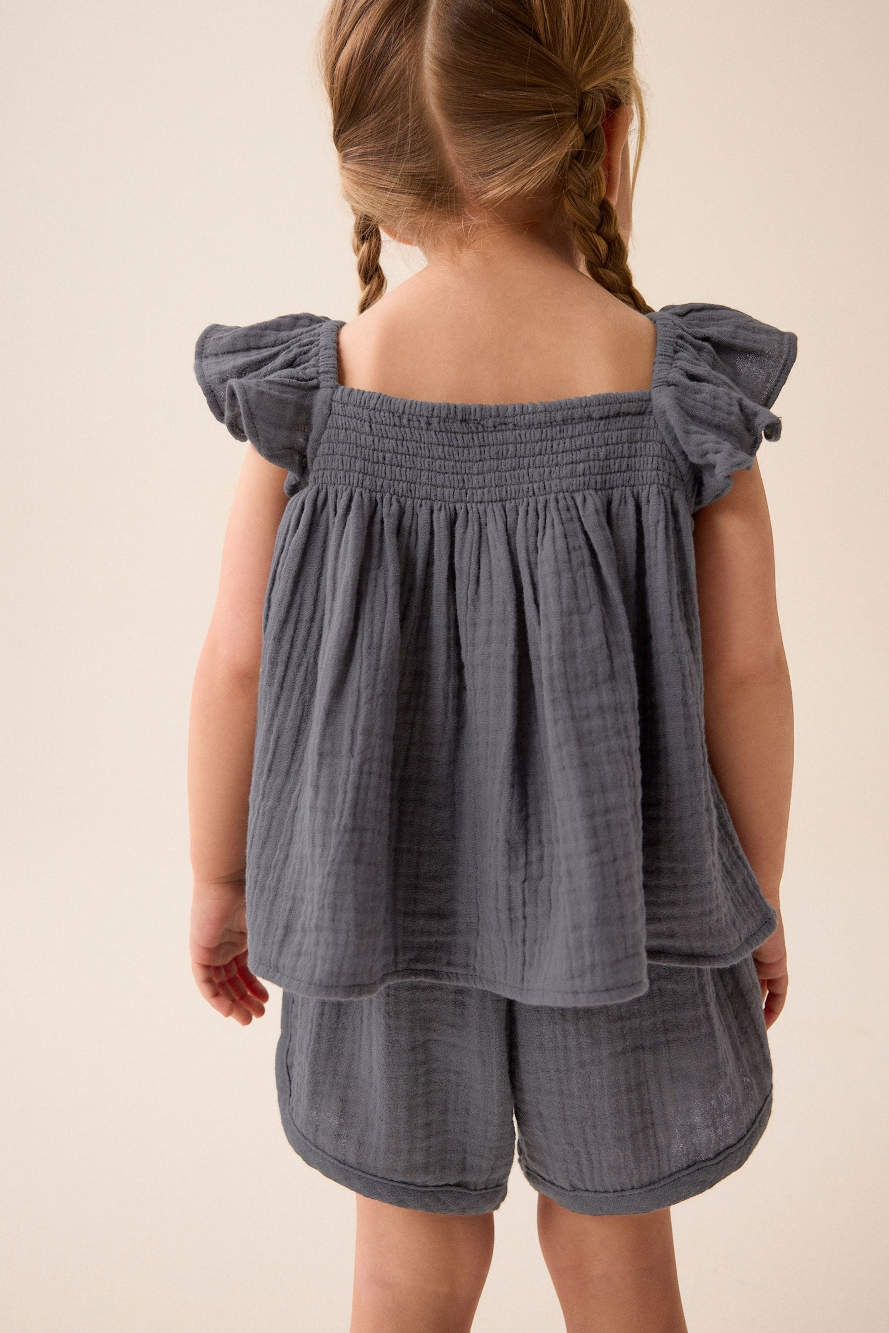 Charcoal Grey Crochet Trim Co-ord Set (3mths-8yrs)