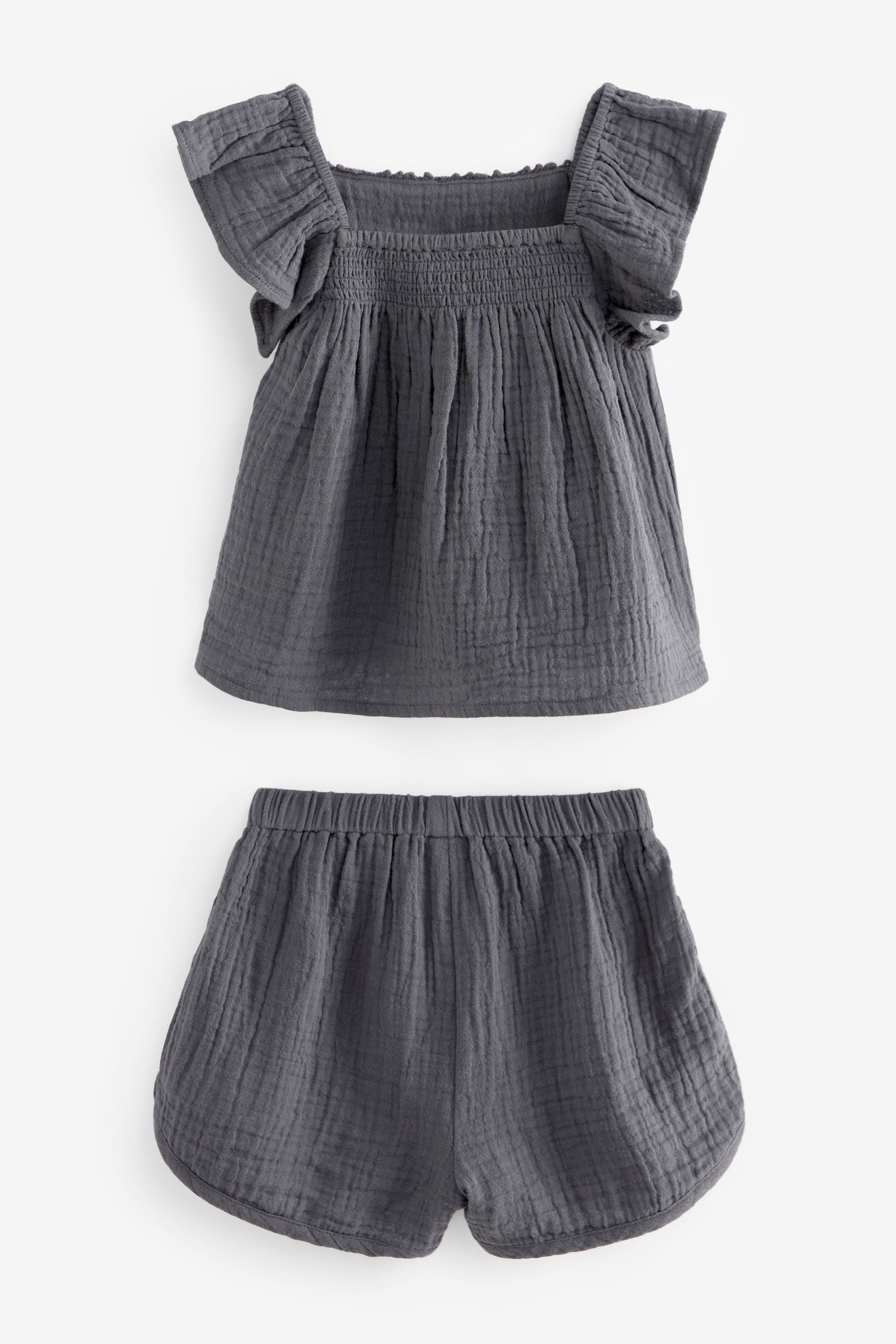 Charcoal Grey Crochet Trim Co-ord Set (3mths-8yrs)