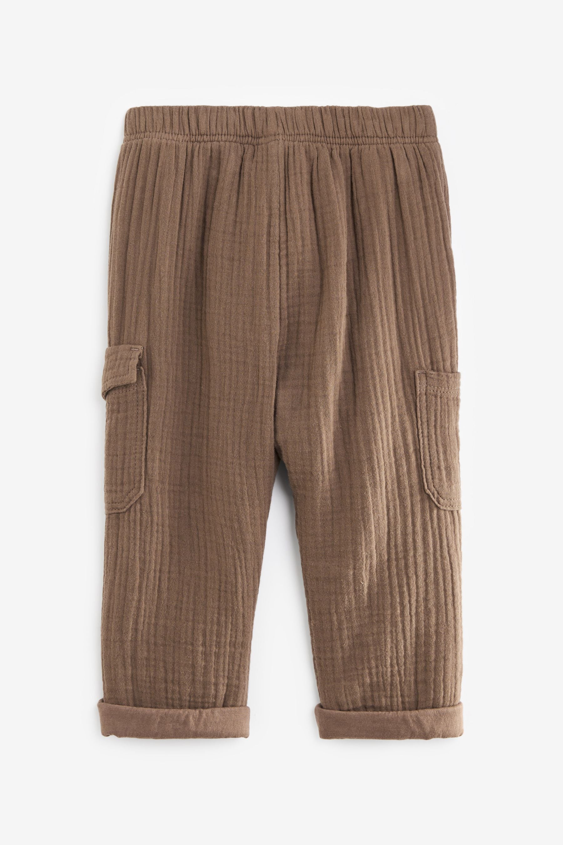 Taupe Soft Textured Lined Cotton Trousers (3mths-7yrs)