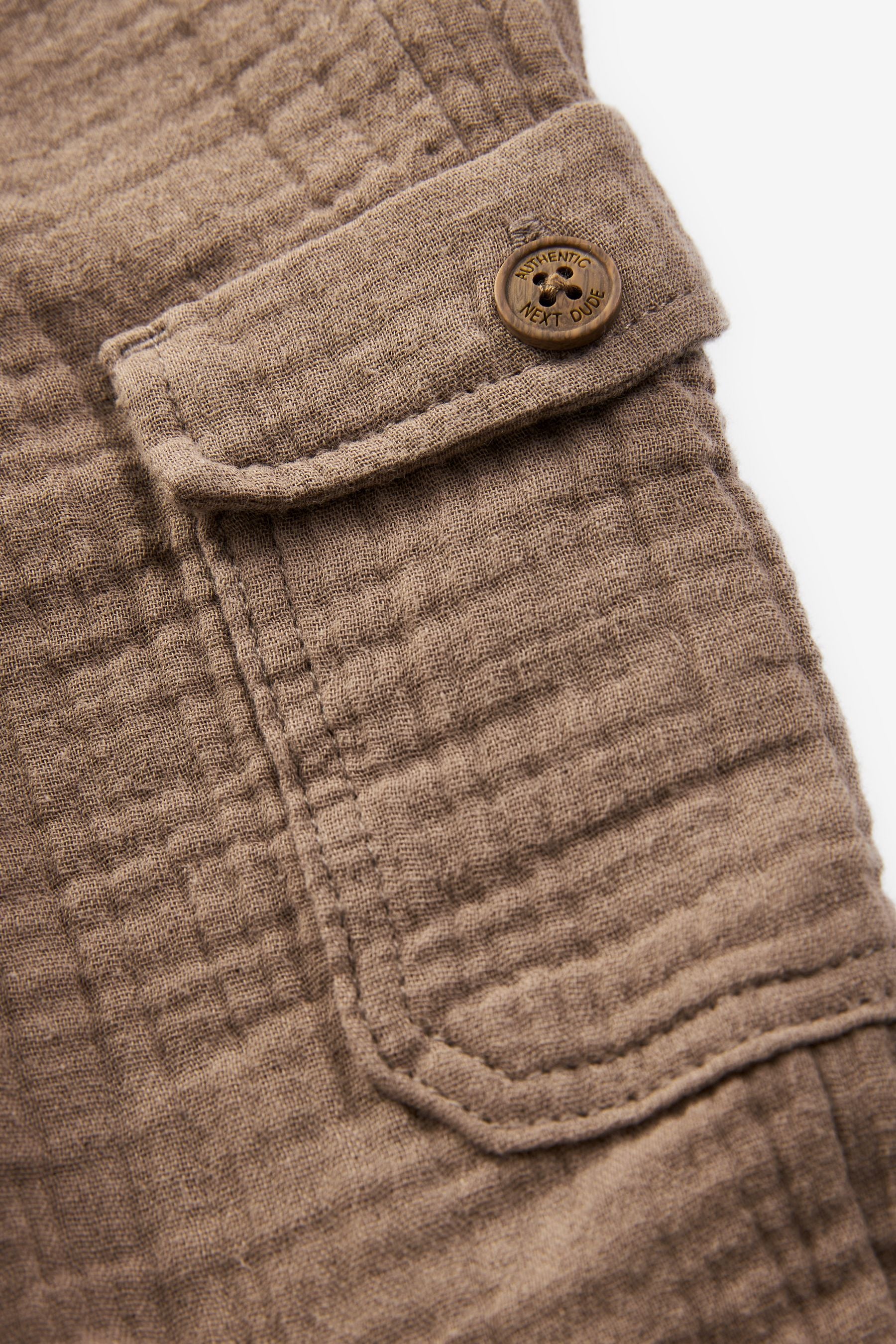 Taupe Soft Textured Lined Cotton Trousers (3mths-7yrs)