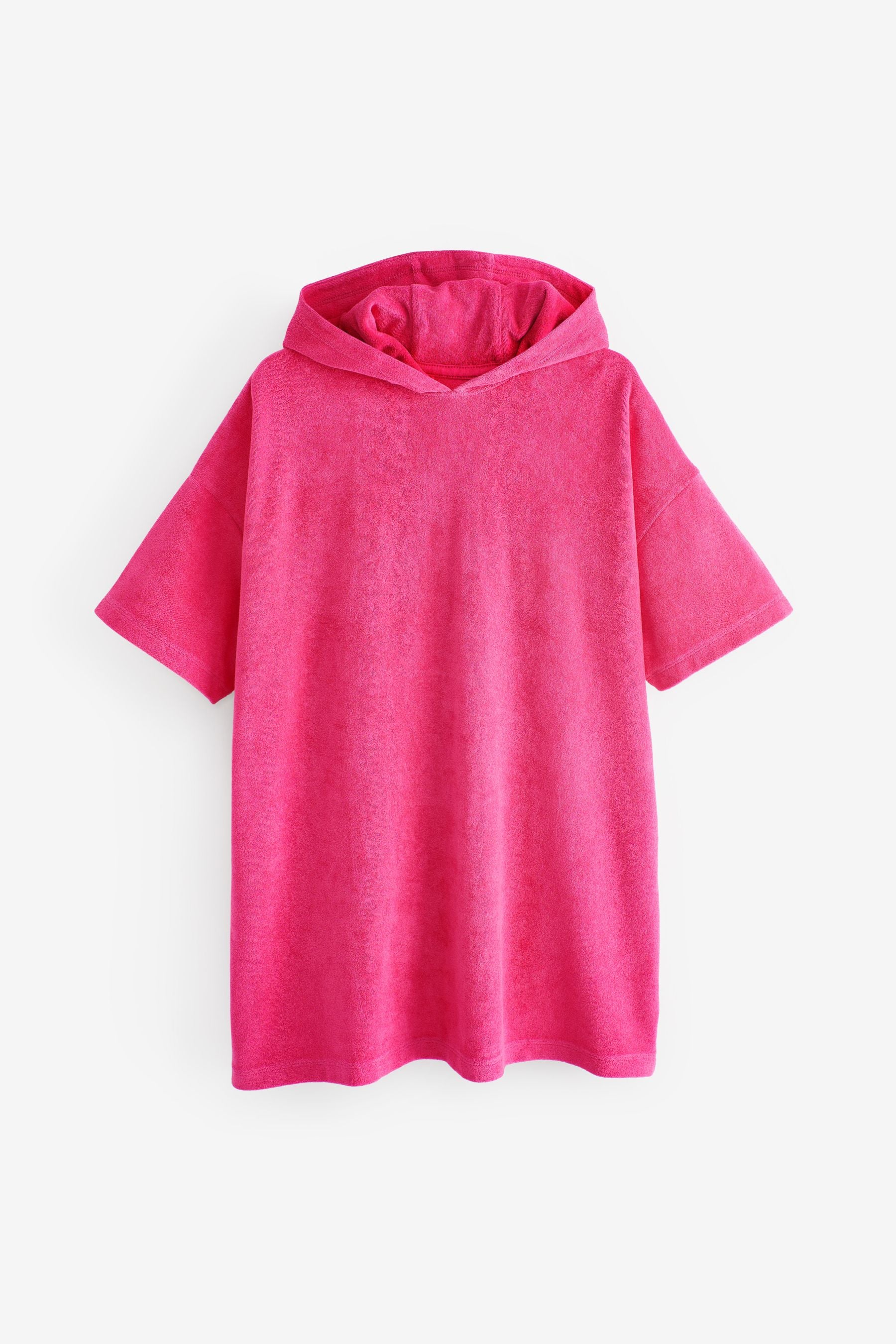 Pink Oversized Hooded Towelling Cover-Up