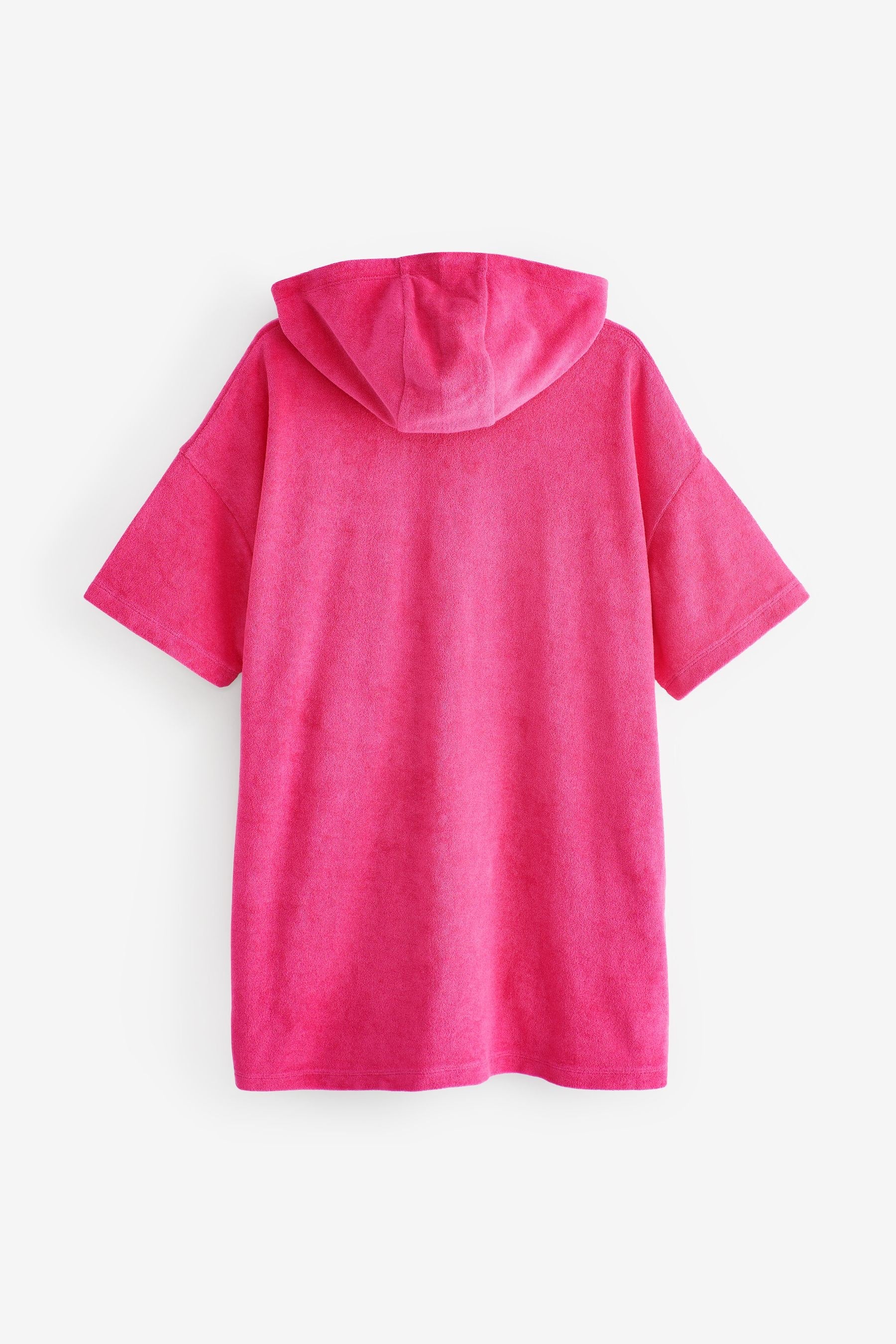 Pink Oversized Hooded Towelling Cover-Up