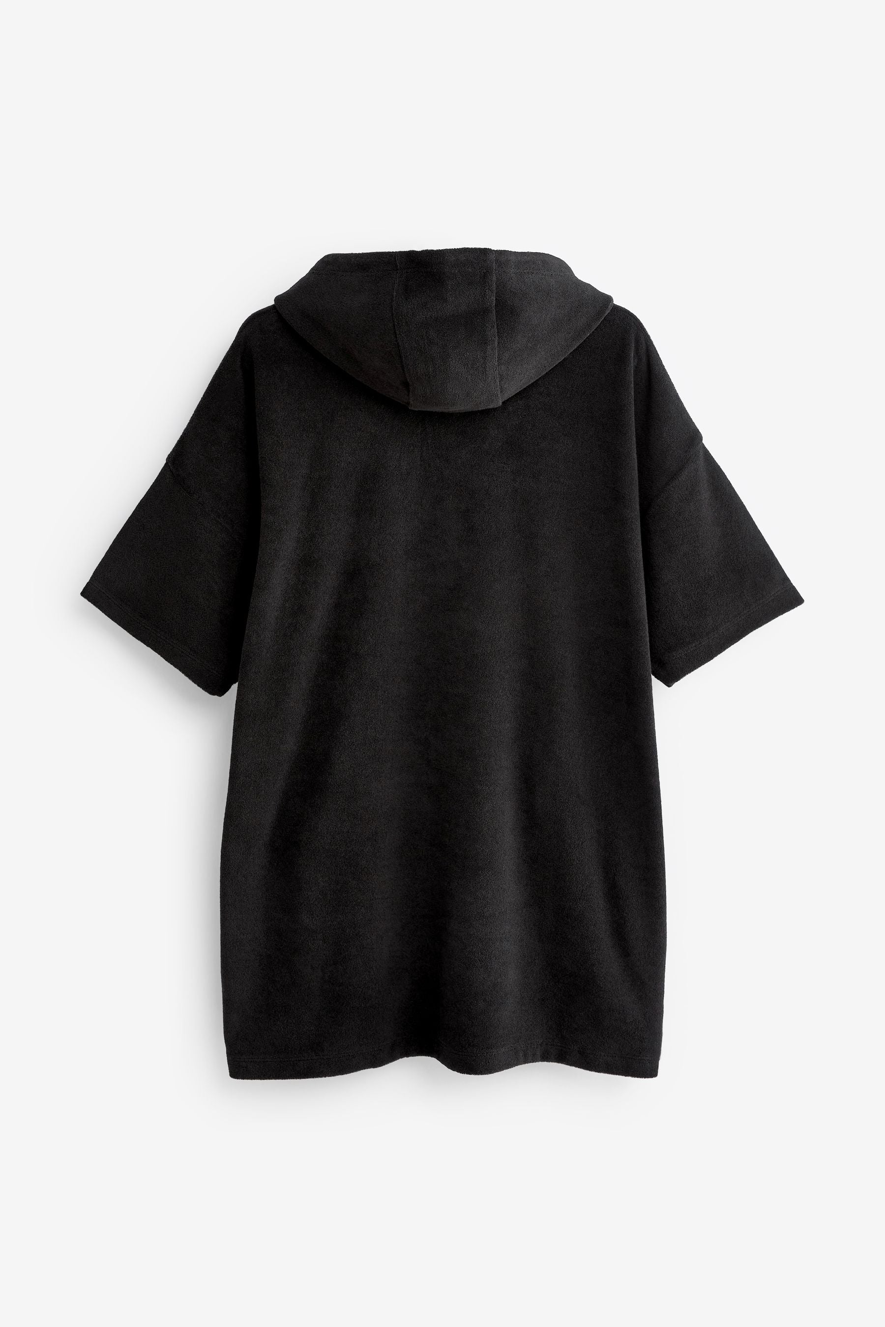 Black Oversized Hooded Towelling Cover-Up