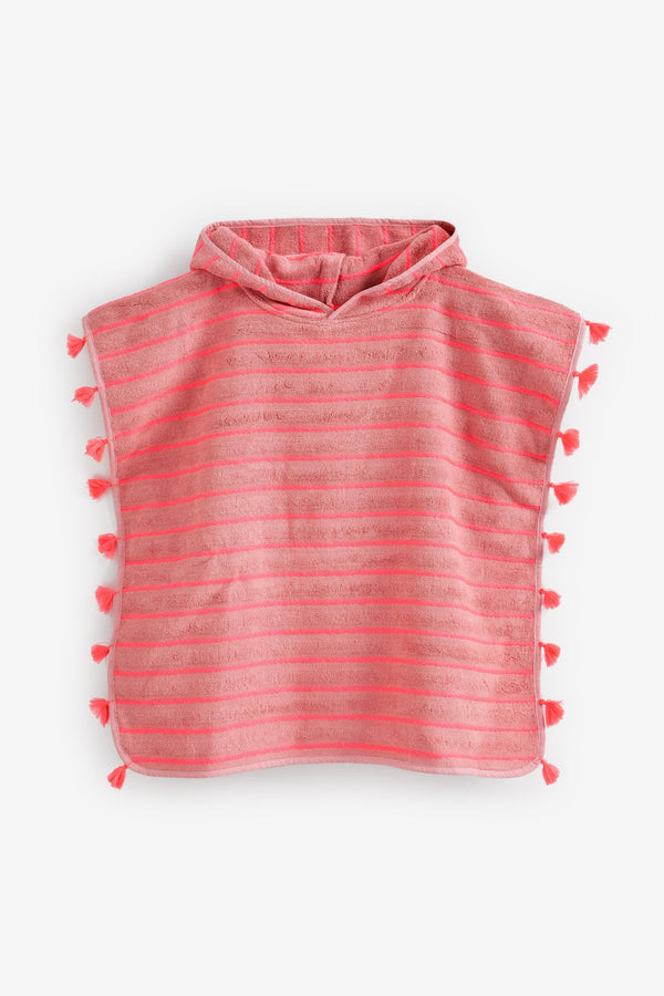 Fluro Stripe Pink Towelling Poncho