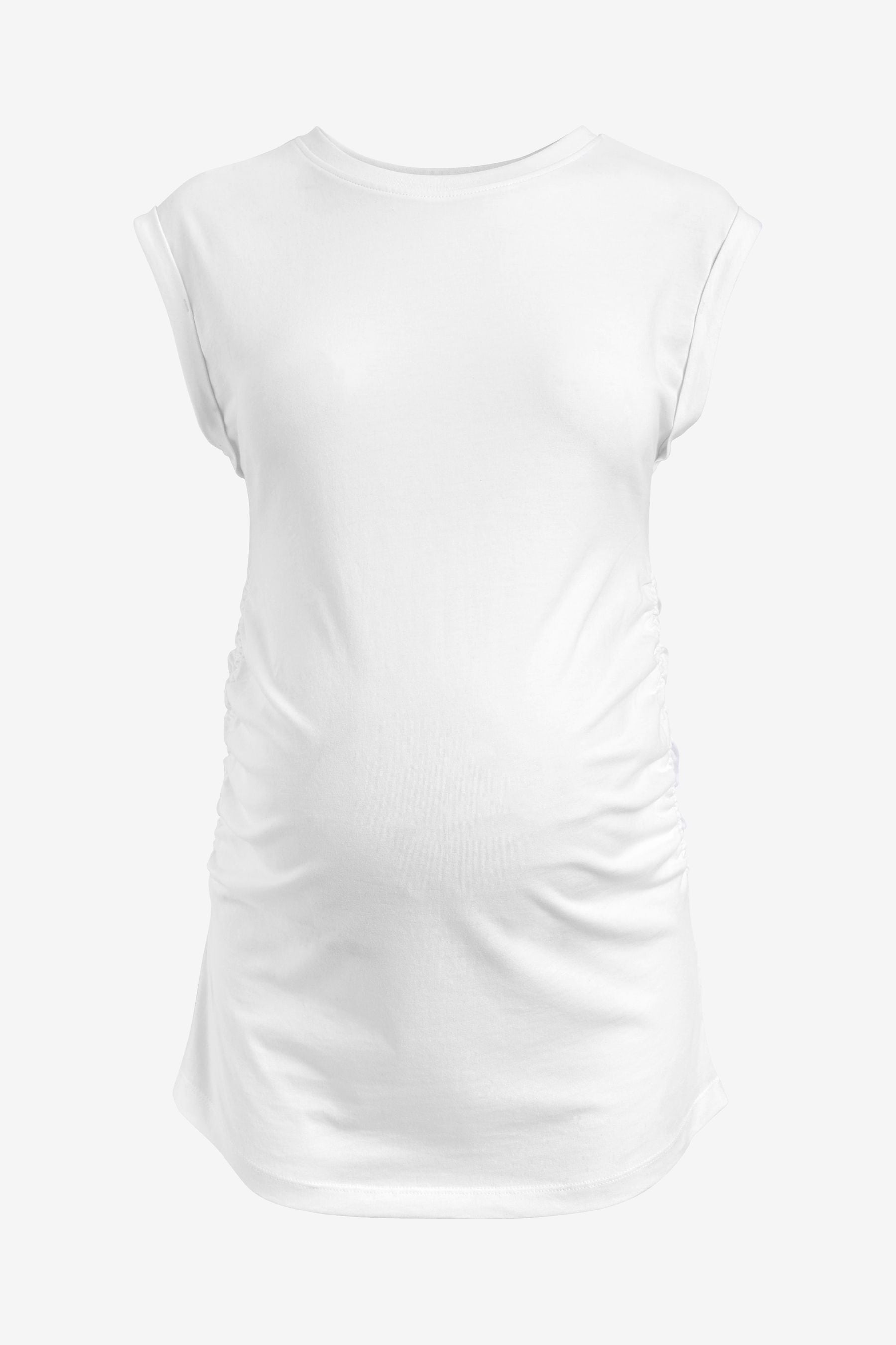 White Maternity Ruched Side T-Shirt