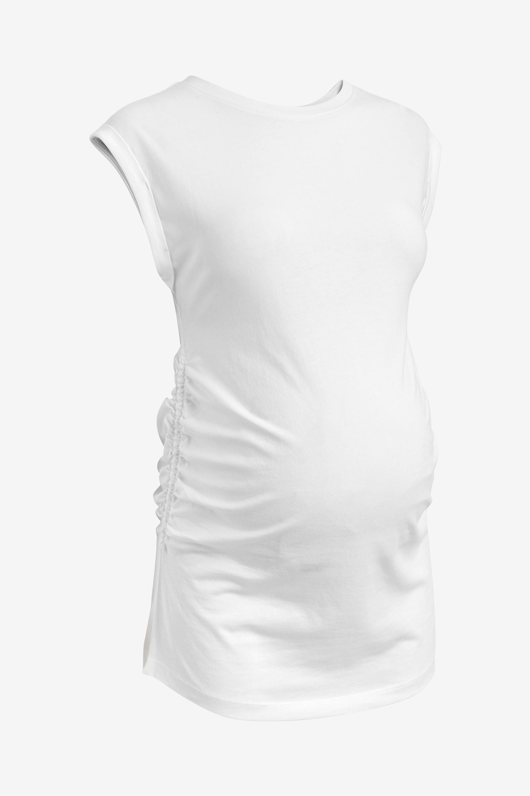 White Maternity Ruched Side T-Shirt